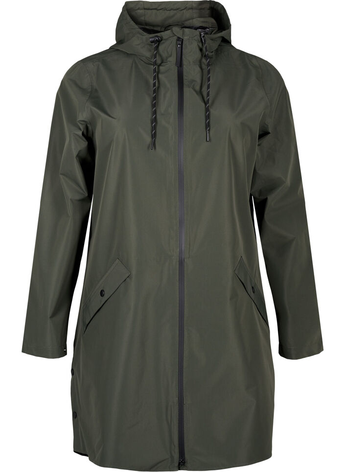 Regenjacke mit Taschen und Kapuze, Gr&uuml;n, Packshot image number 0