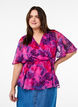 Chemise en mousseline &agrave; imprim&eacute; floral et manches courtes, Rouge, Model image number 0