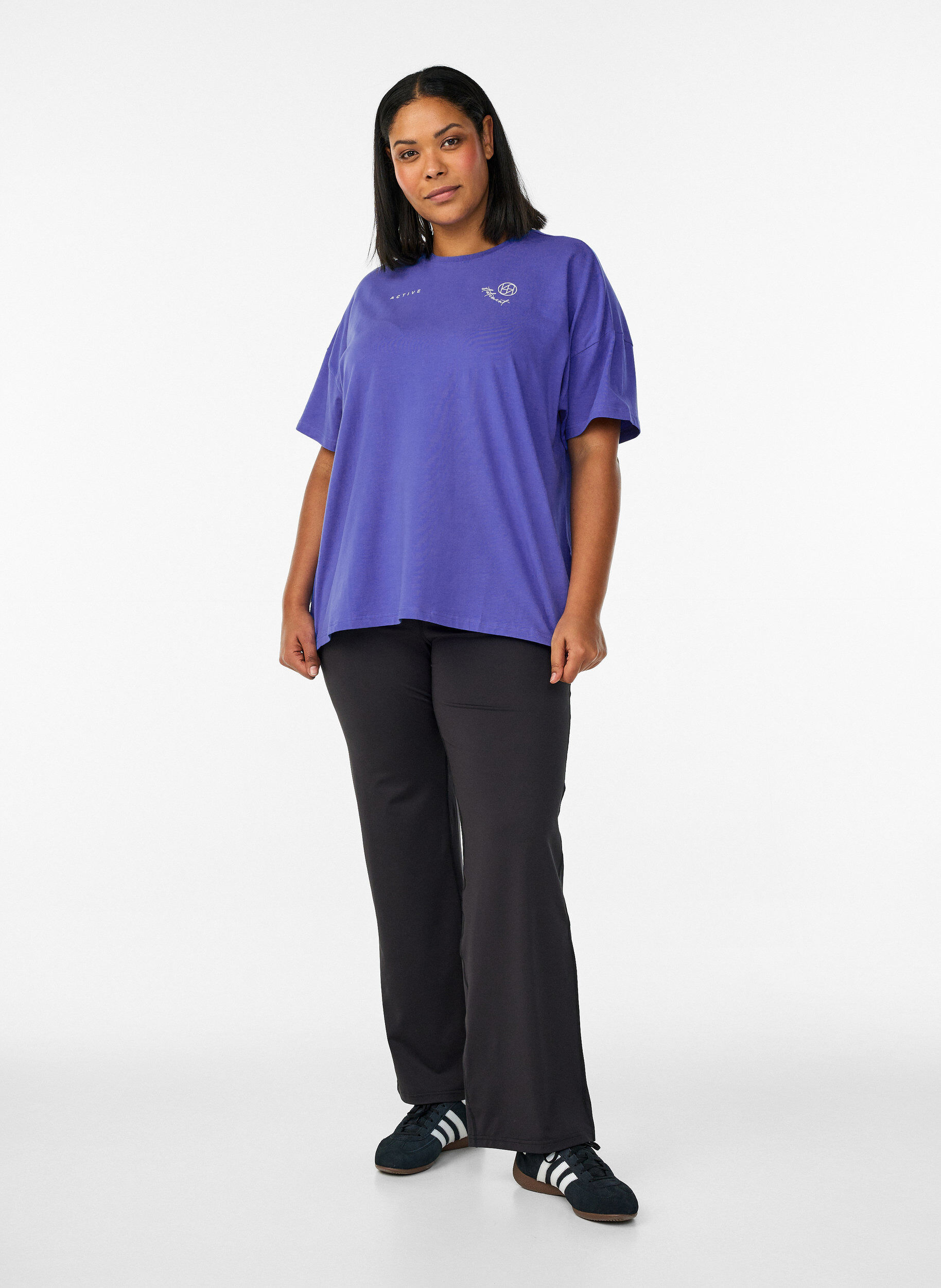 ZizziT-shirt en coton bio avec un petit motif sur le devant, Bleu, Model image number 1