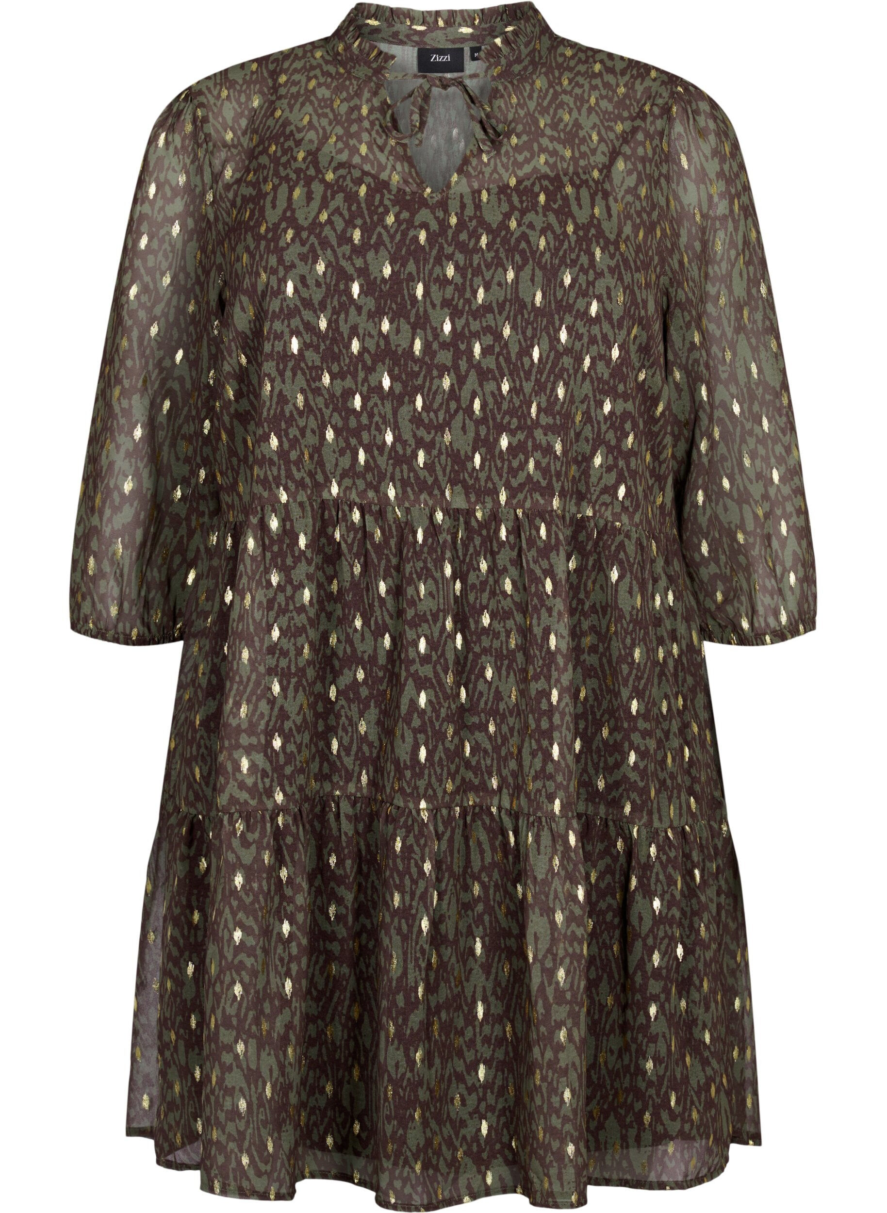 Zizzi Tunika mit Druck und Lurex, Green Ethnic AOP, Packshot image number 0