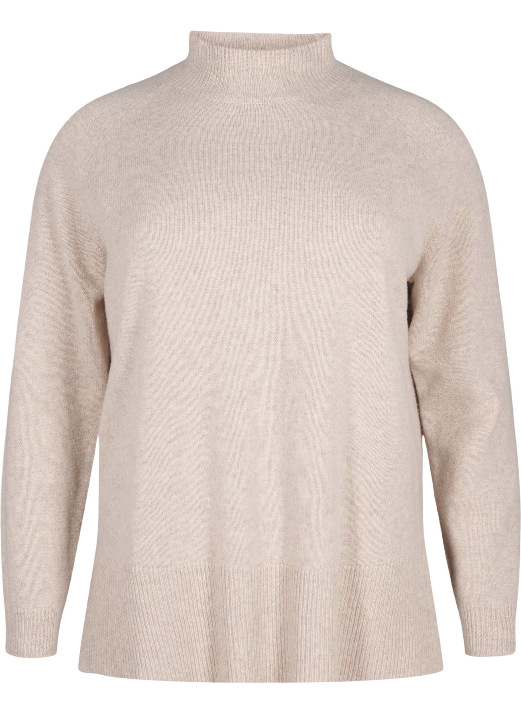 Zizzi Rollkragenpullover aus Merinowolle, Pumice Stone Mel., Packshot image number 0