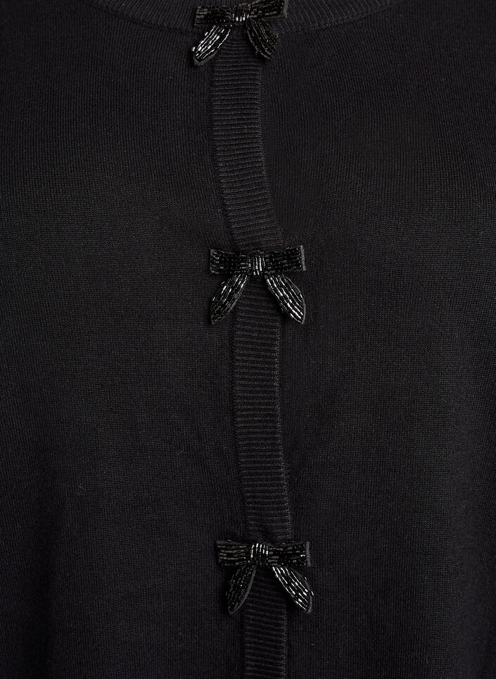 Cardigan avec n&oelig;uds brod&eacute;s de perles et boutons-pression, Noir, Packshot image number 2