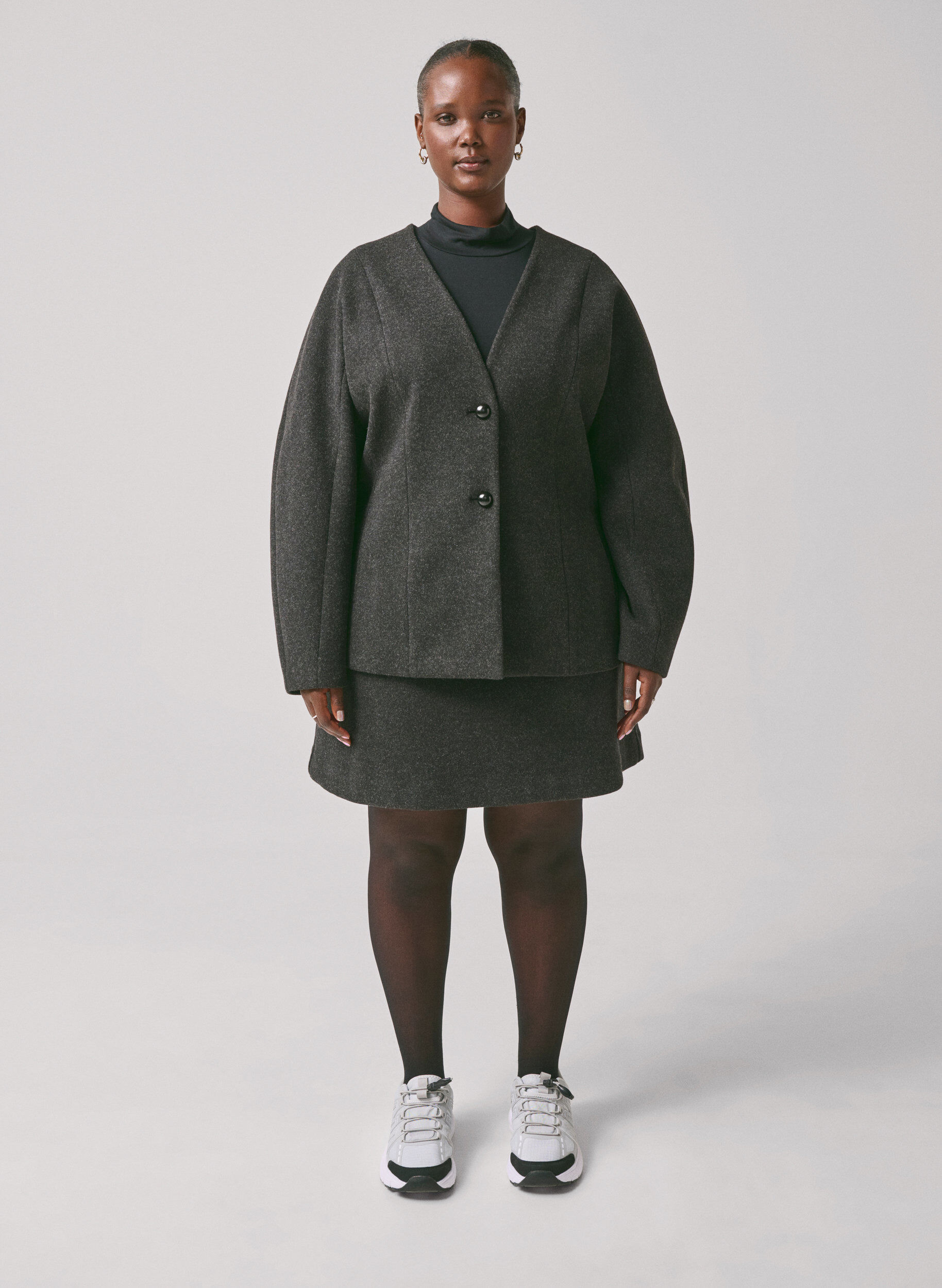 Zizzi Blazer ajust&eacute;, Dark Grey Melange, Image image number 0