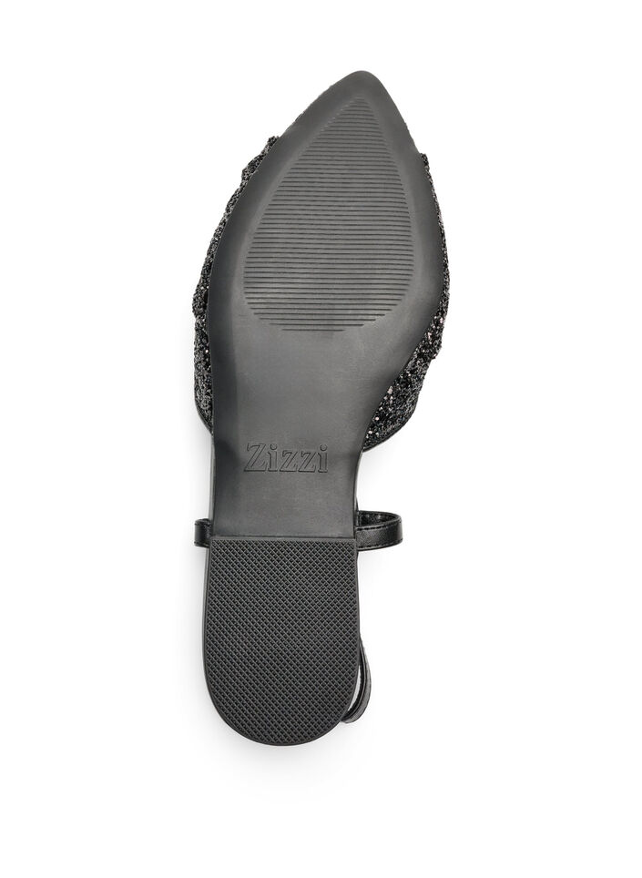 Glitzer-Slingback mit Schleifendetail, Schwarz, Packshot image number 4