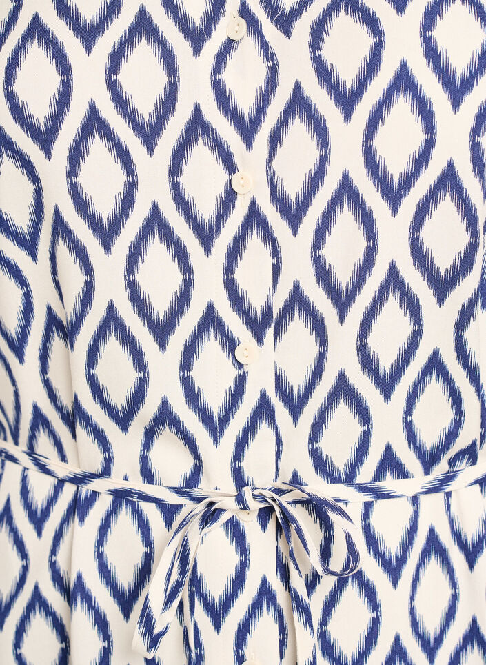 Robe midi imprim&eacute;e &agrave; ceinture &agrave; nouer, Vanille, Packshot image number 2