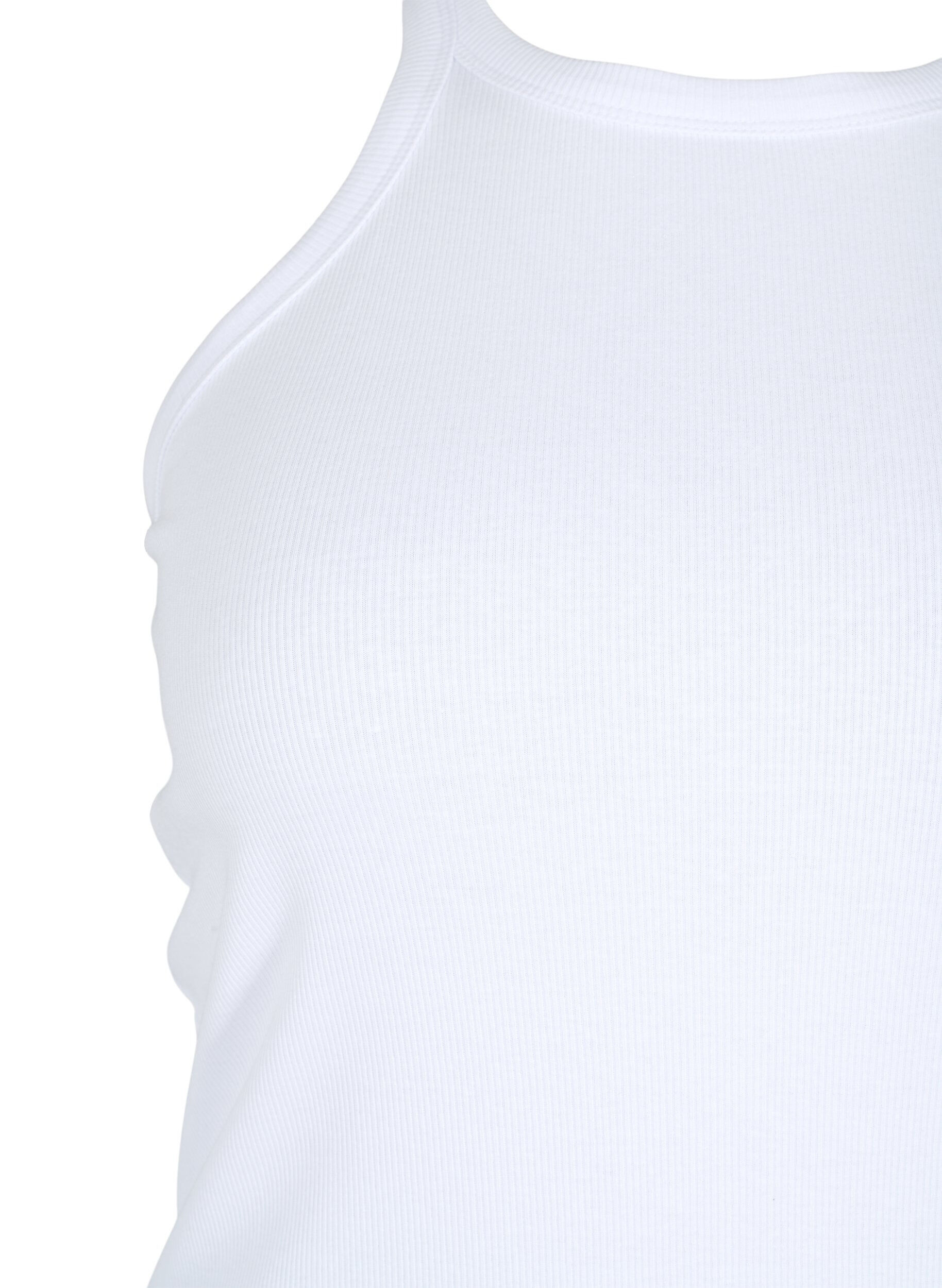 Zizzi Geripptes Tanktop aus Baumwolle, Bright White, Packshot image number 2