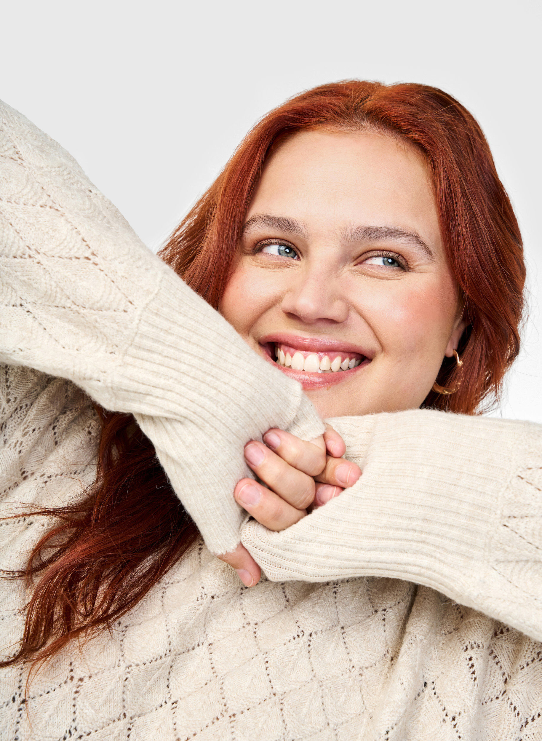 Zizzi Chemisier tricot&eacute; &agrave; motif de dentelle, Pumice Stone Mel., Image image number 0
