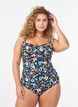 Maillot de bain rembourré avec imprimé, Bleu, Model image number 0