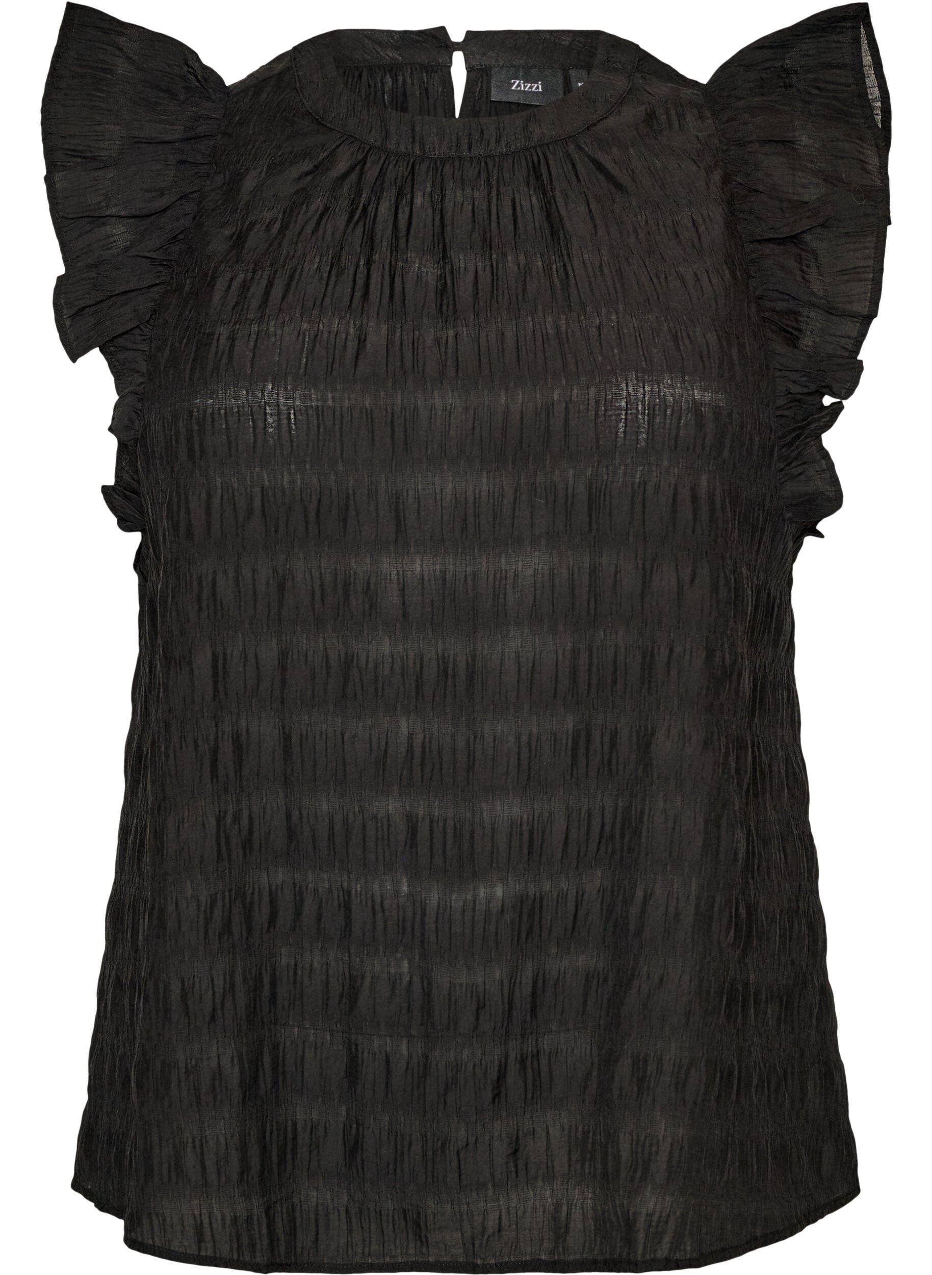 Blouse sans manches textur&eacute;e avec volants