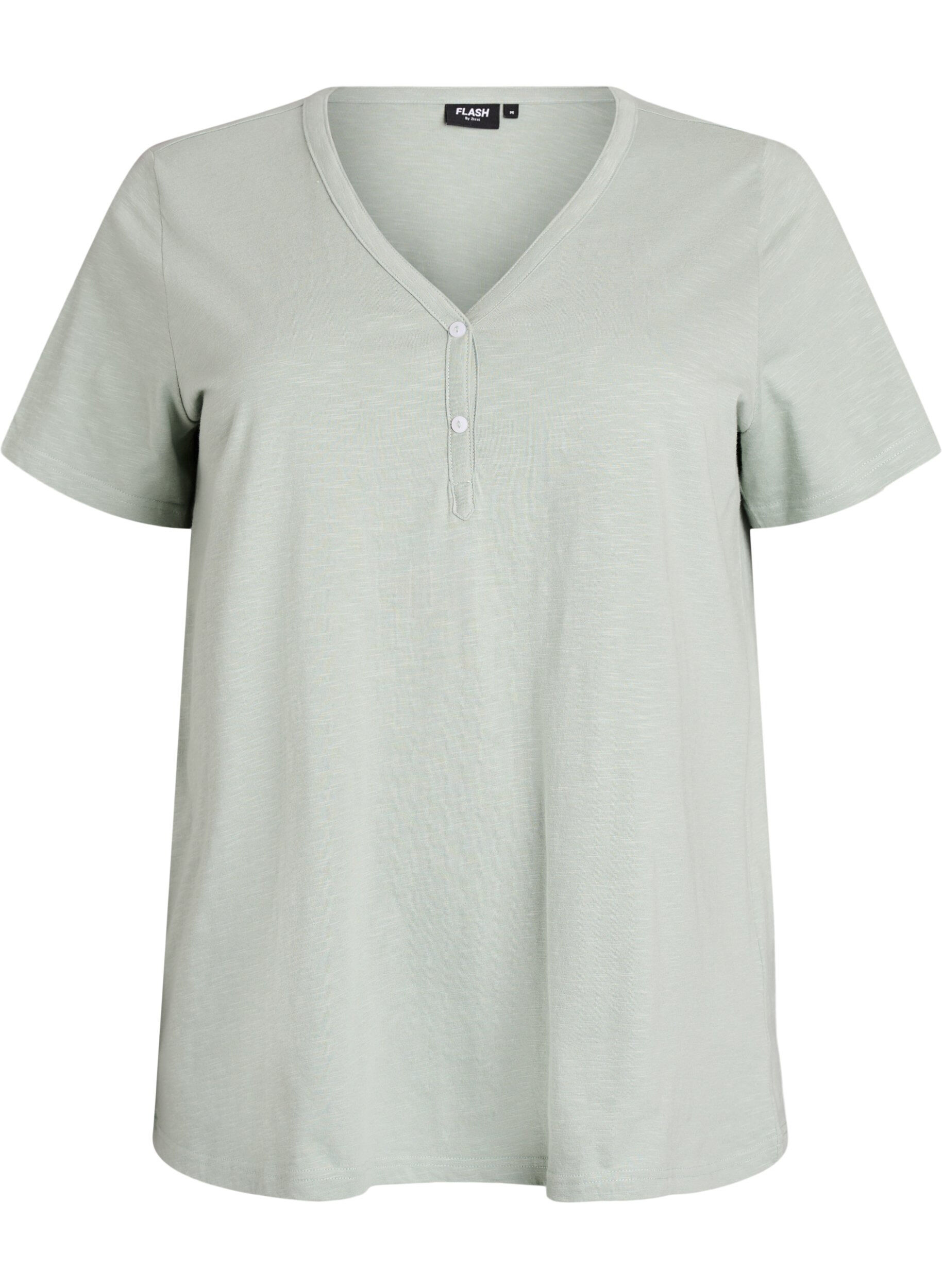 ZizziT-Shirt mit Knopfleiste, Gr&uuml;n, Packshot image number 0