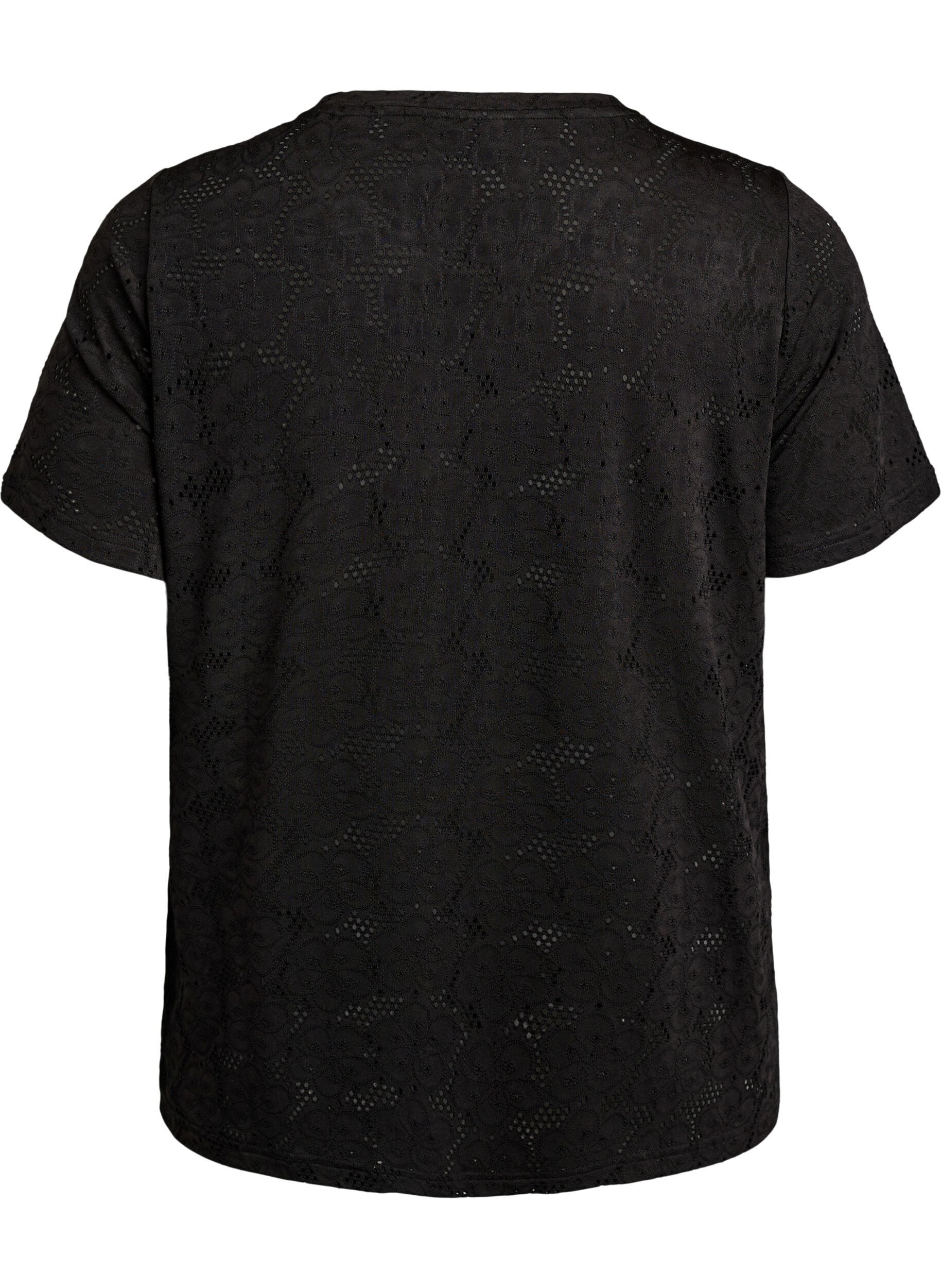 Zizzi FLASH - T-Shirt mit Lochmuster, Schwarz, Packshot image number 1