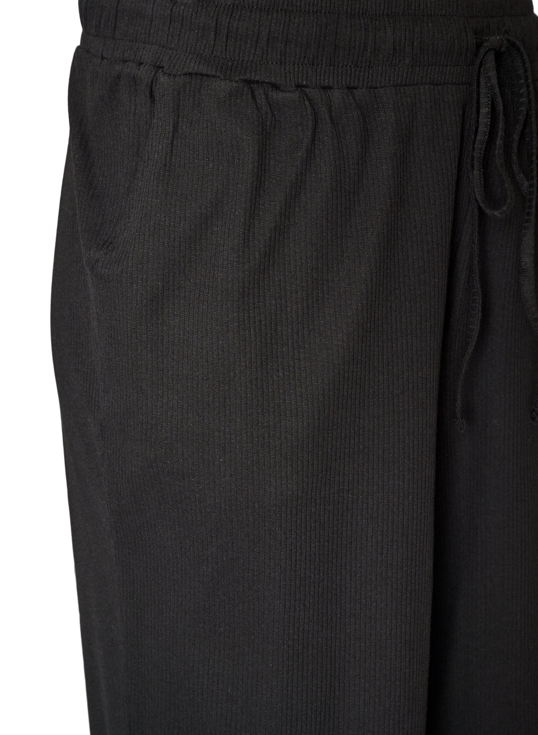 ZizziGerippte Pyjamahose mit geraden Beinen, Schwarz, Packshot image number 2
