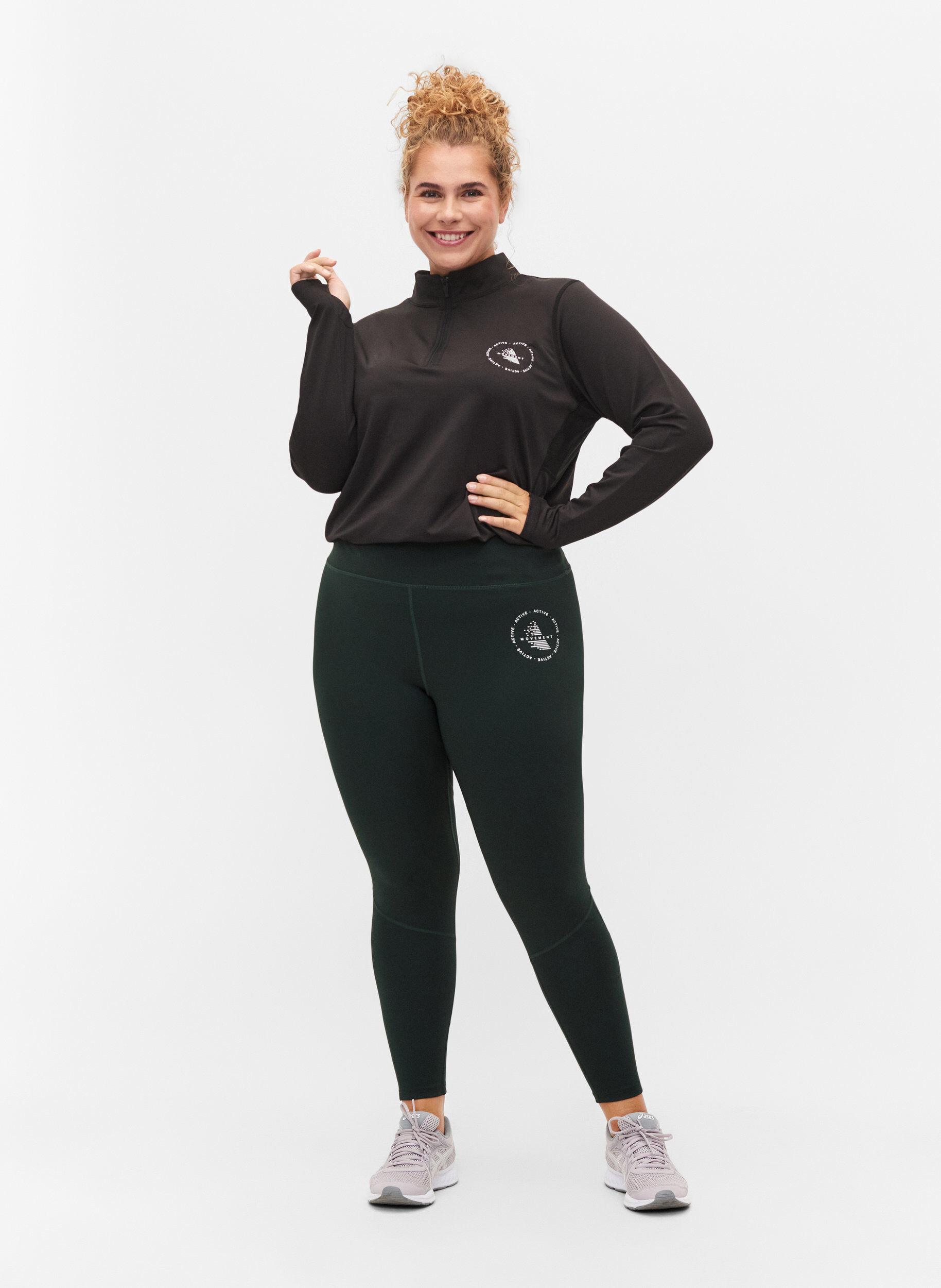 Zizzi Hochgeschlossenes Sporttop mit Rei&szlig;verschluss, Black, Model image number 3