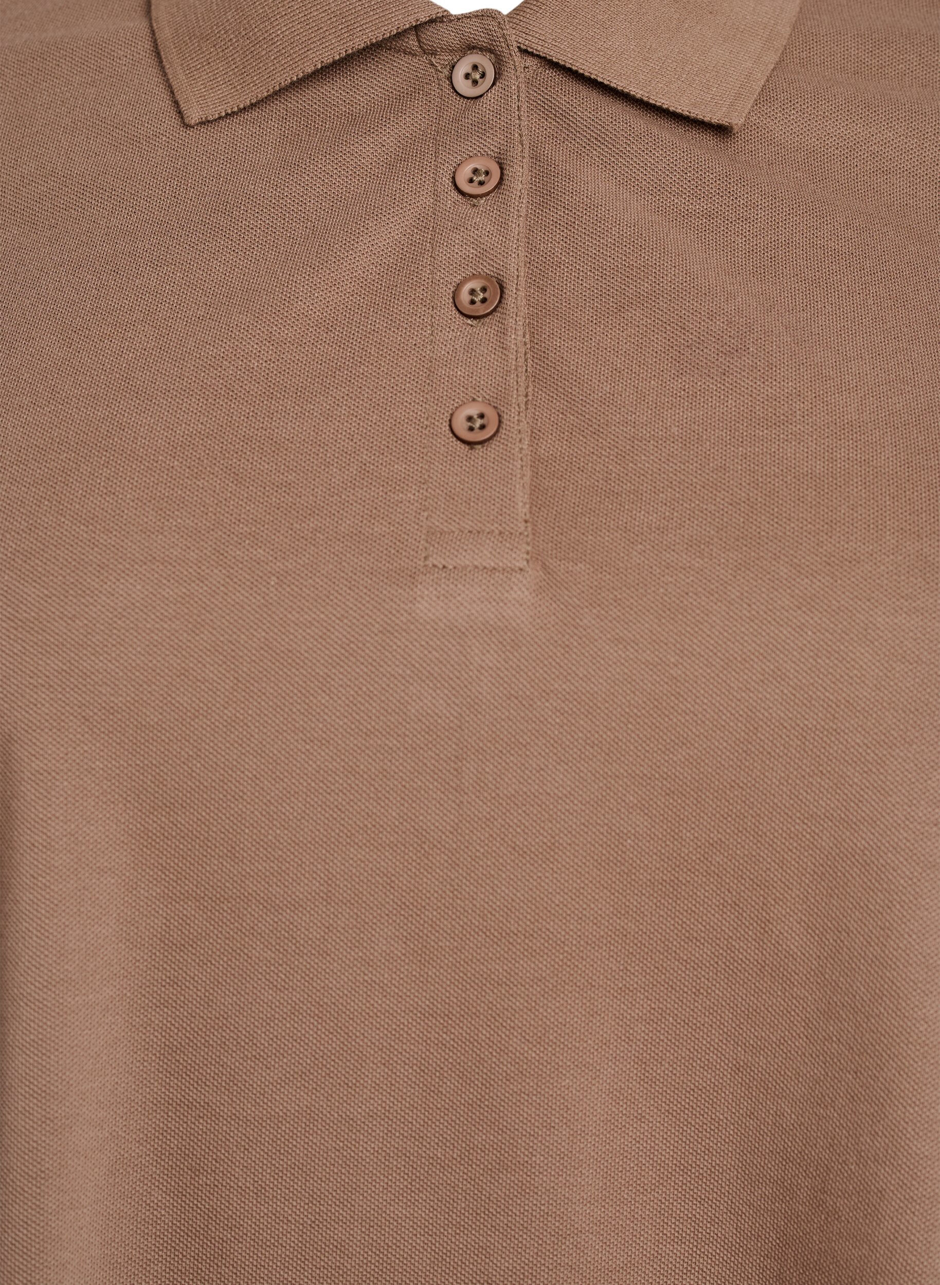 Zizzi Poloshirt mit kurzen &Auml;rmeln, Braun, Packshot image number 2