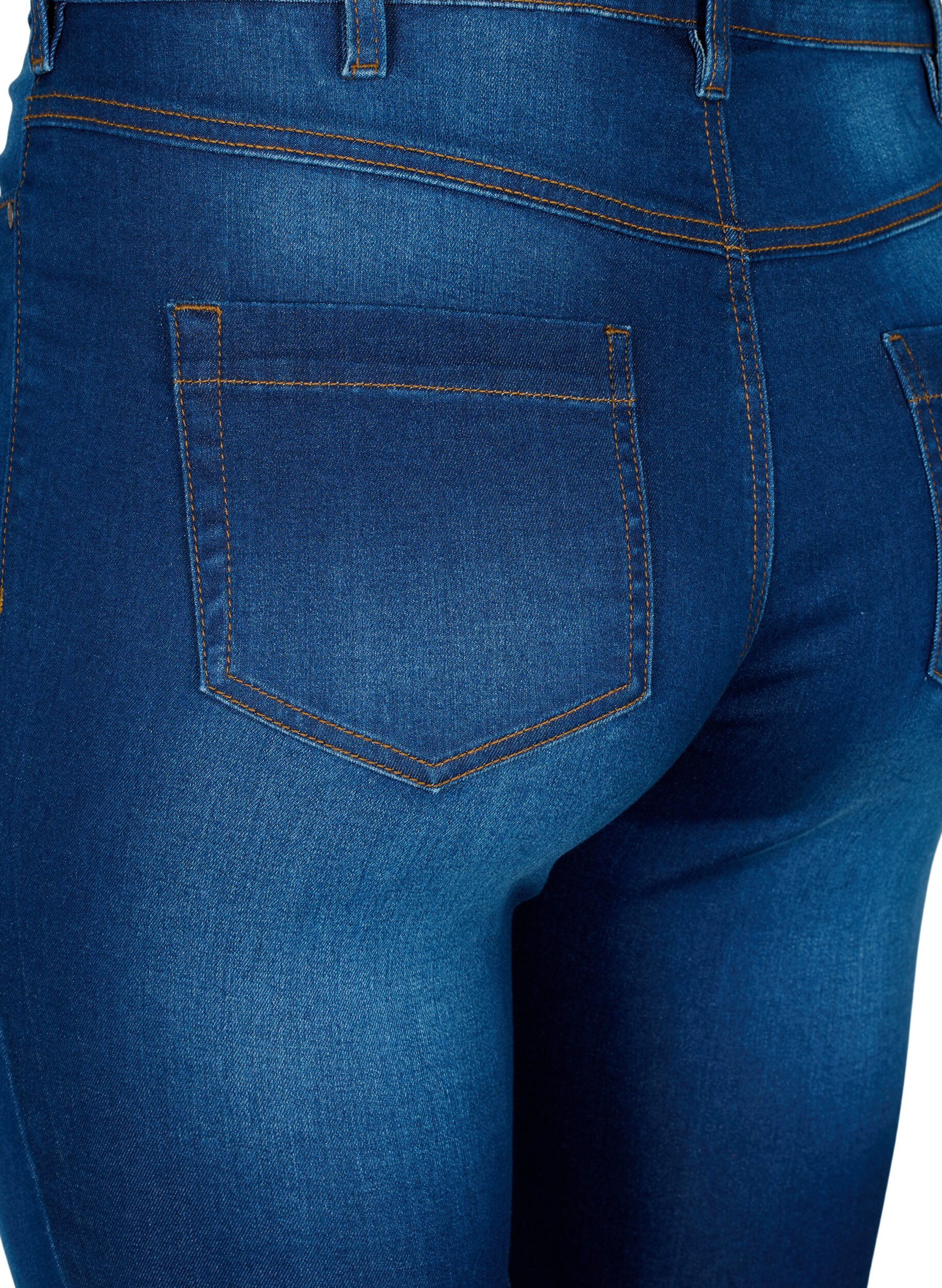 Zizzi Hoch taillierte Amy Capri Jeans mit Super Slim Fit, Blau, Packshot image number 3