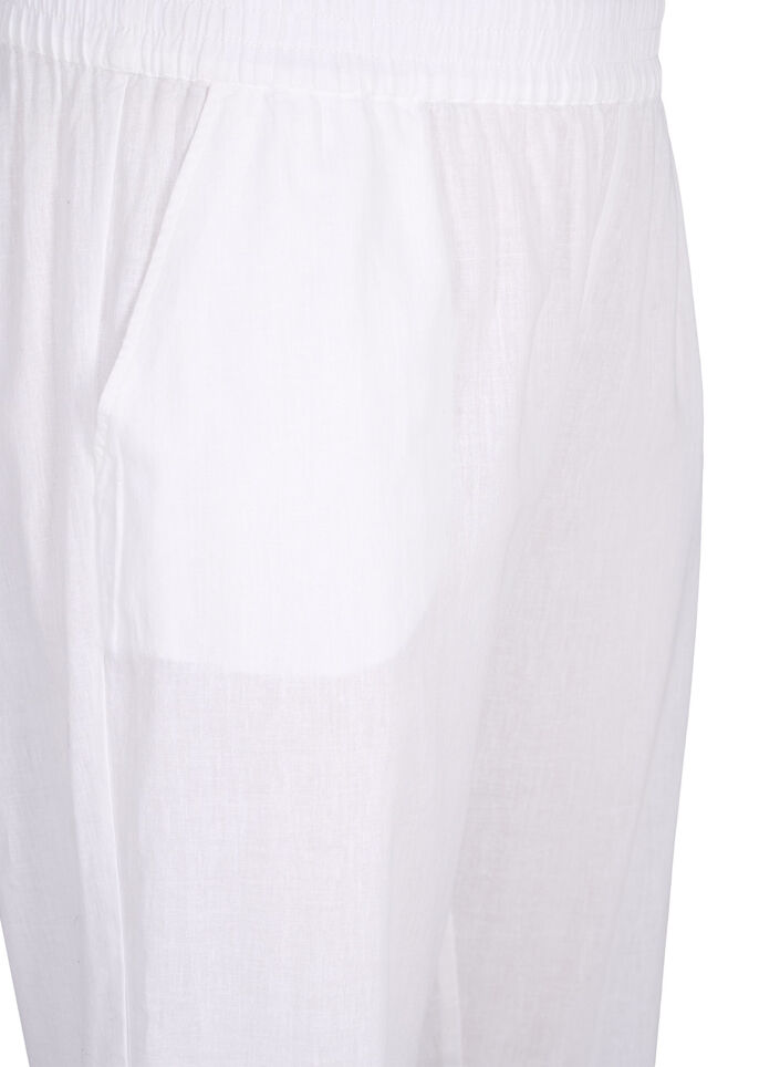 Pantalon en coton uni avec du lin, Bright White, Packshot image number 2