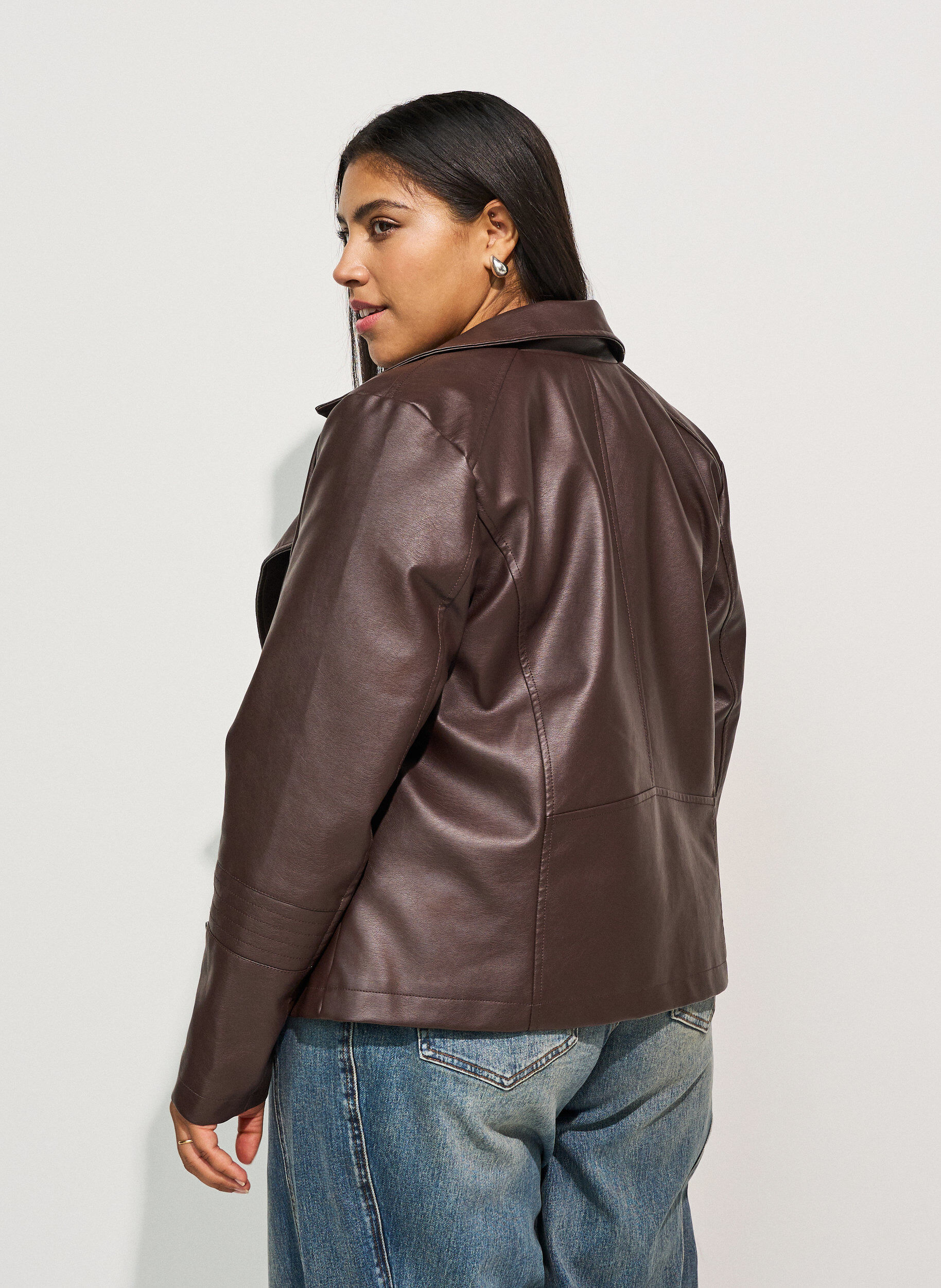 ZizziBikerjacke aus Kunstleder, Braun, Model image number 2