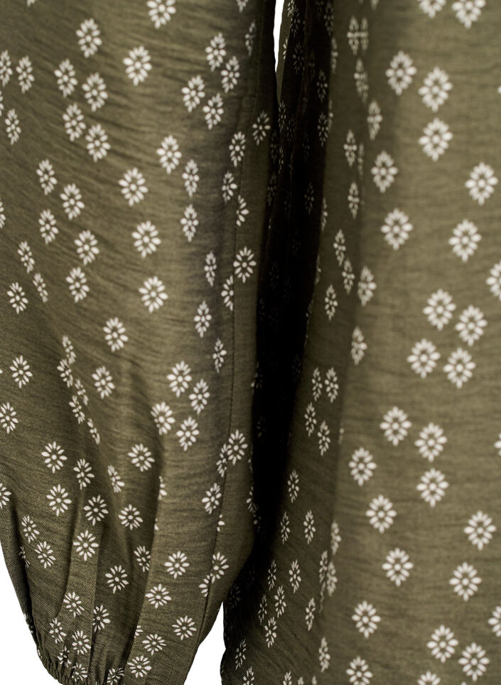 Langarmbluse mit Muster und Kn&ouml;pfen, Gr&uuml;n, Packshot image number 3