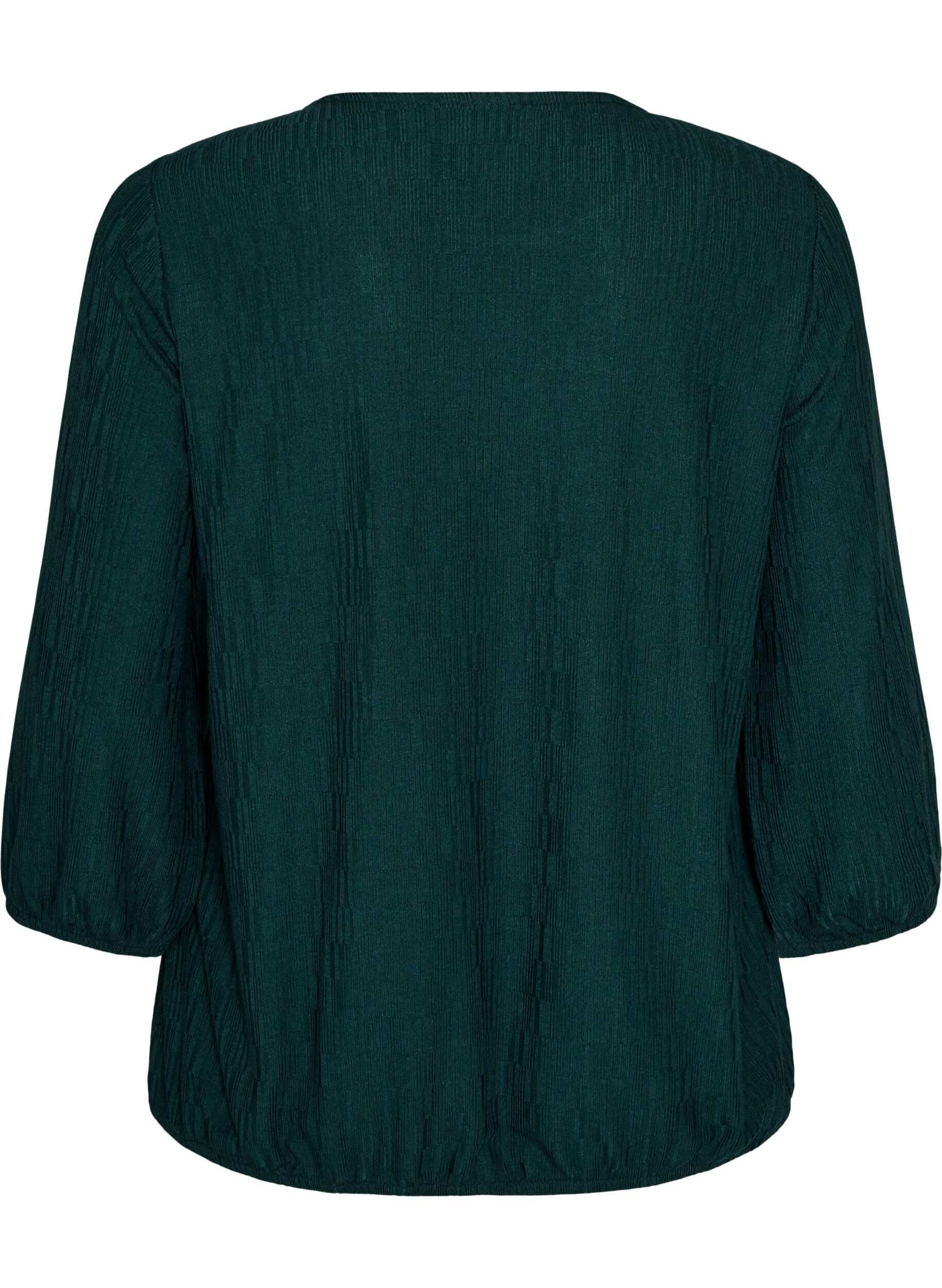 ZizziBluse mit Struktur und 3/4-&Auml;rmeln, Gr&uuml;n, Packshot image number 1