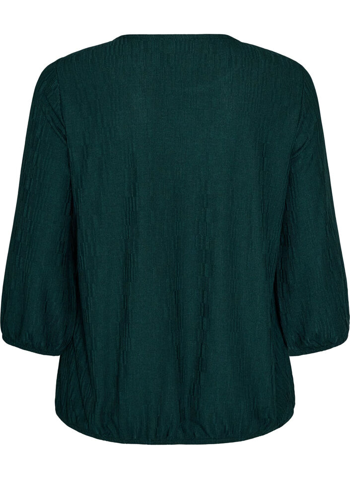 Bluse mit Struktur und 3/4-&Auml;rmeln, Gr&uuml;n, Packshot image number 1