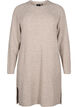 Robe en tricot côtelé avec fente, Simply Taupe Mel., Packshot image number 0