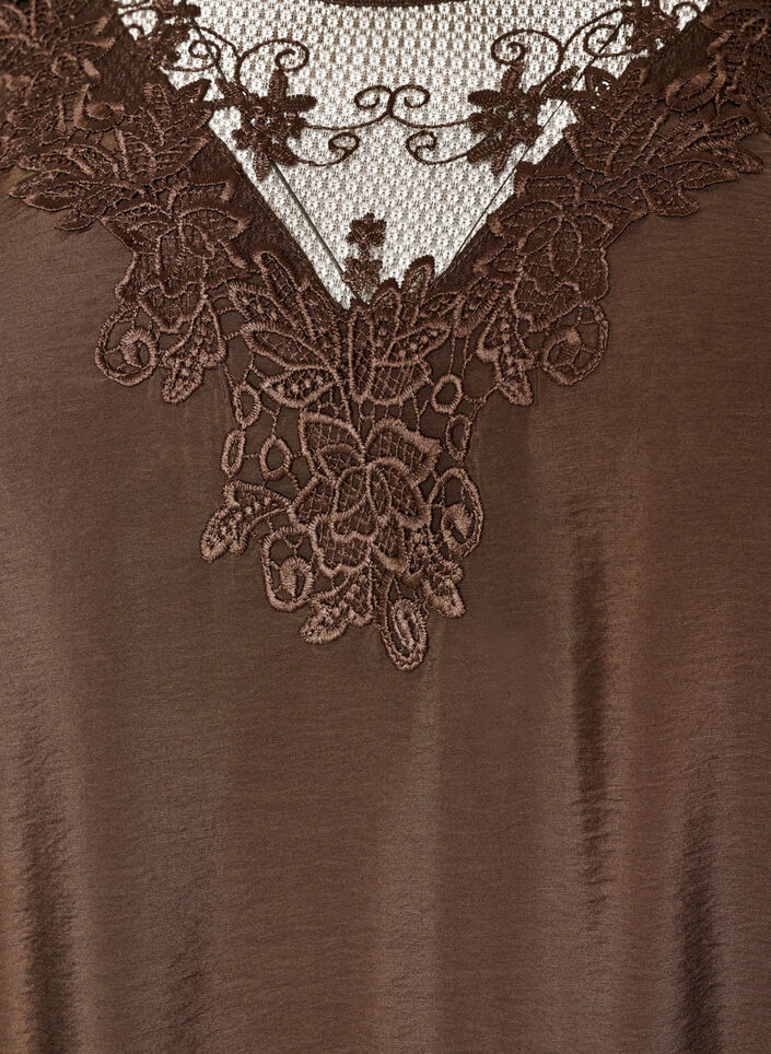 Tunika aus Viskose mit Spitzendetails, Braun, Packshot image number 2