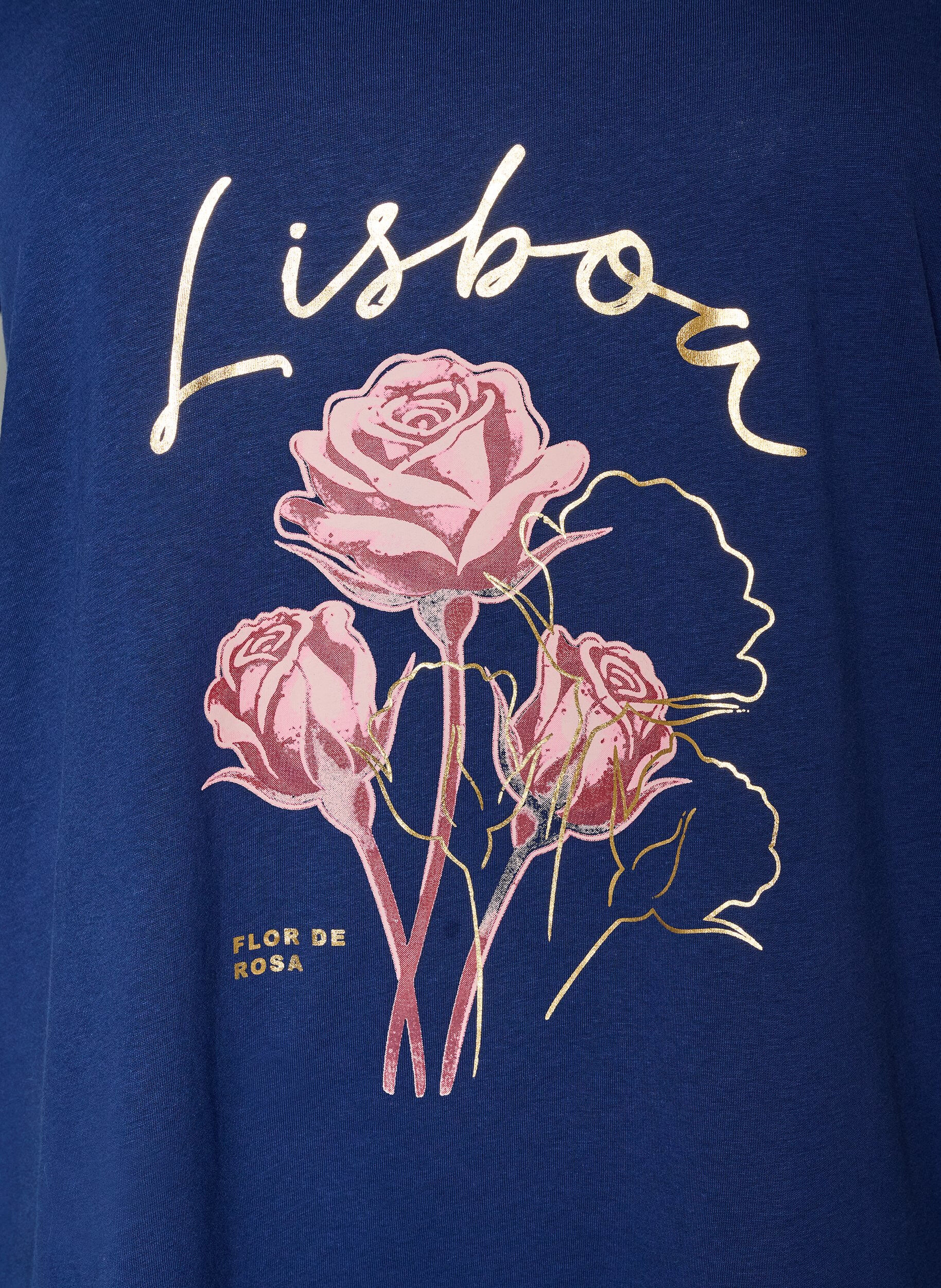 ZizziT-Shirt aus Baumwolle mit Frontprint und V-Ausschnitt, 1447, Packshot image number 2