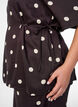 Blouse en viscose &agrave; pois avec col en V et lien &agrave; nouer, Marron, Model image number 3