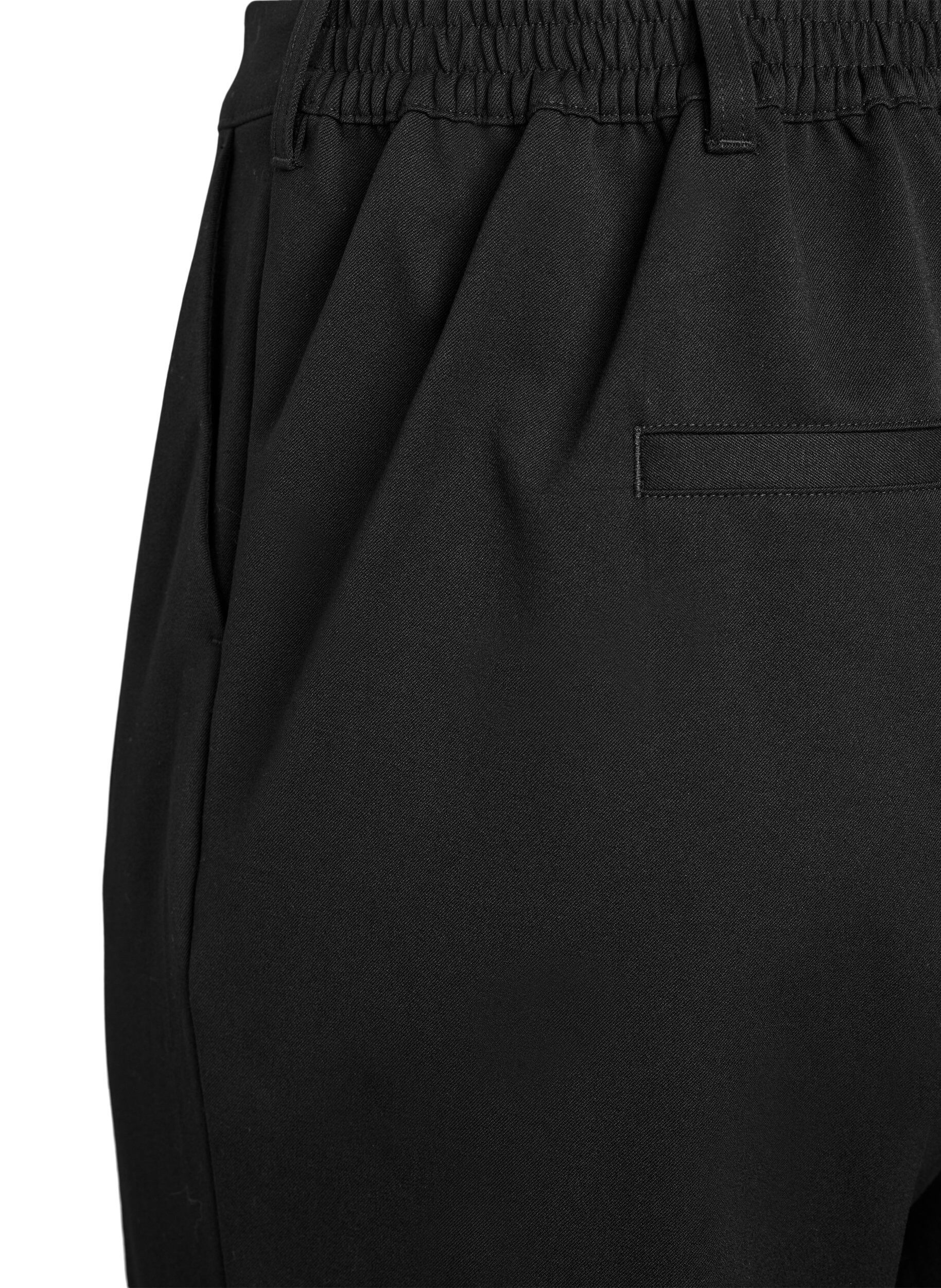 Zizzi Hose mit hoher Taille und elastischem Bund hinten, Schwarz, Packshot image number 3
