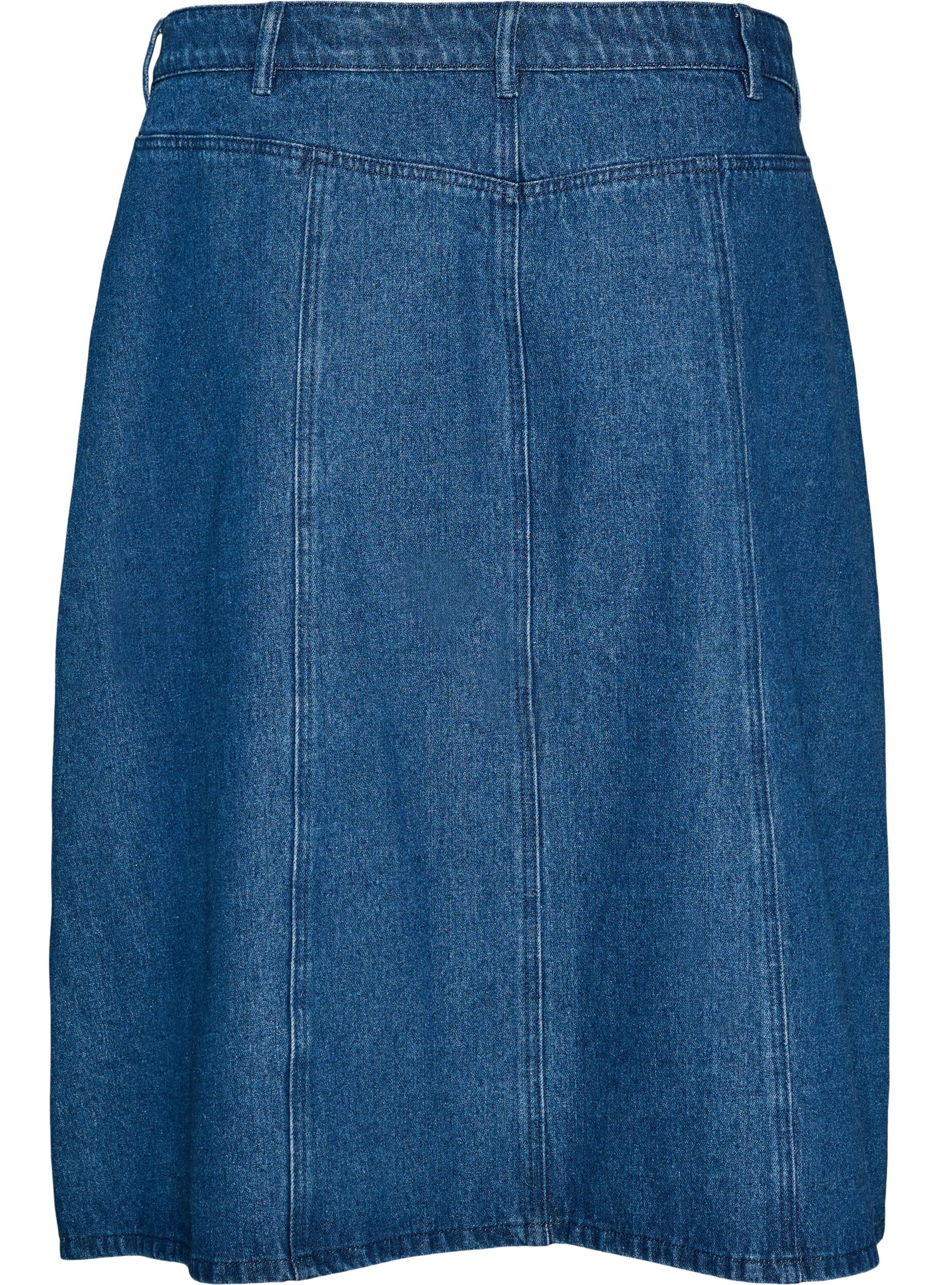 ZizziA-Linien-Jeansrock mit gewellter Knopfleiste, Blau, Packshot image number 1