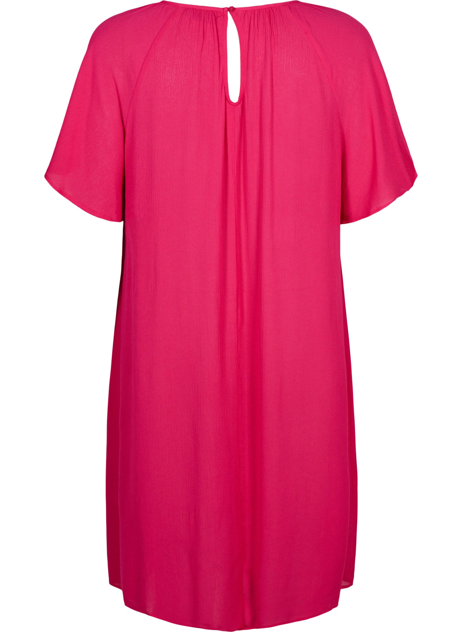 Zizzi Robe en viscose &agrave; manches courtes, Bright Rose, Packshot image number 1