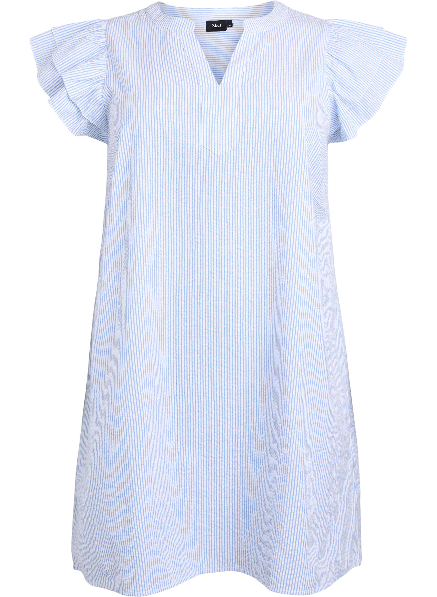 Kurzes gestreiftes Kleid mit R&uuml;schen