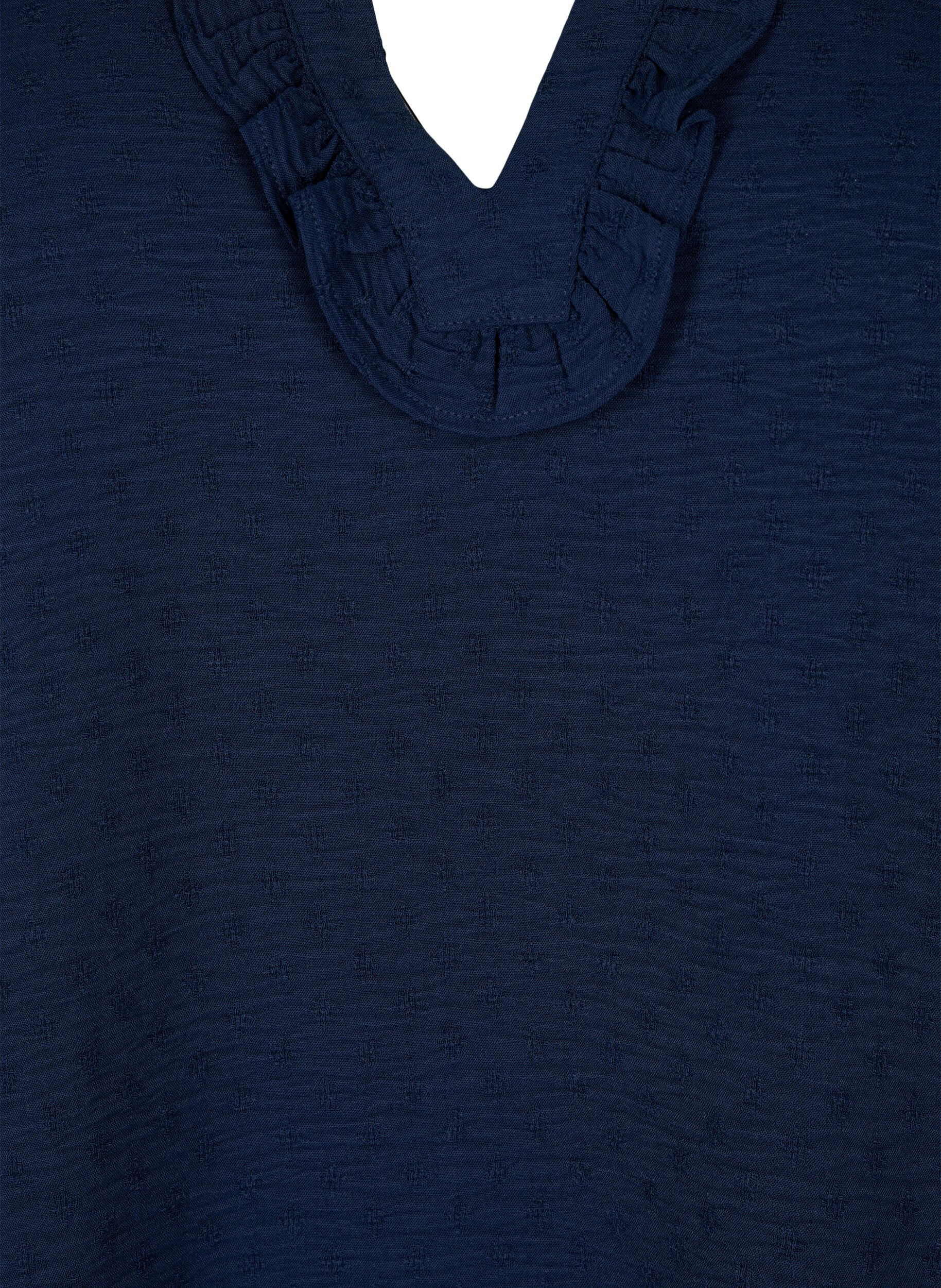 Zizzi Langarmbluse mit Struktur, Navy Blazer, Packshot image number 2