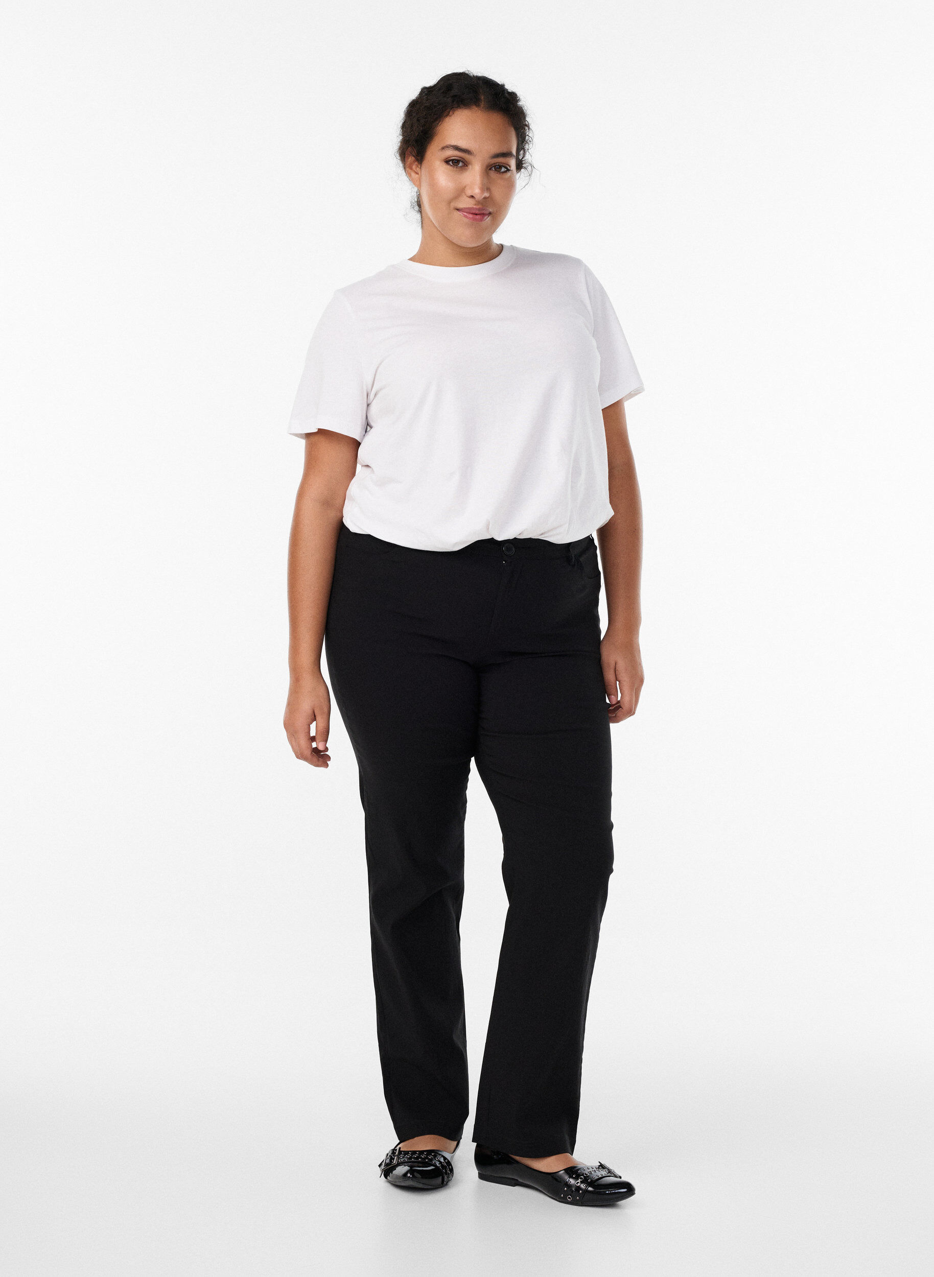Pantalon classique en m&eacute;lange de viscose, Noir, Model