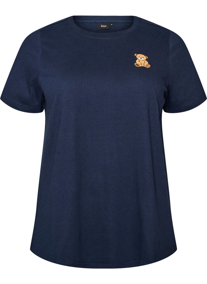 T-Shirt aus Bio-Baumwolle mit Teddyb&auml;r-Motiv, Blau, Packshot image number 0