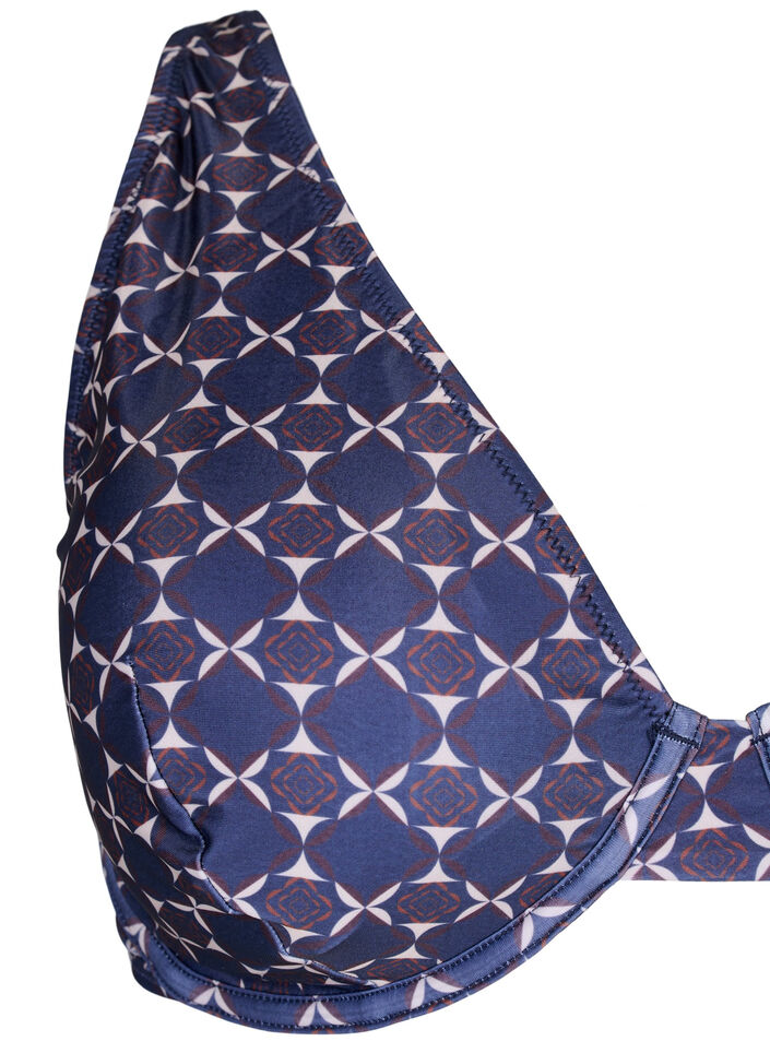 Bas de bikini taille haute avec jambe échancrée, Bleu, Packshot image number 2