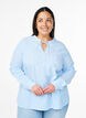 Gestreifte Bluse mit Bindedetail, Blau, Model image number 0