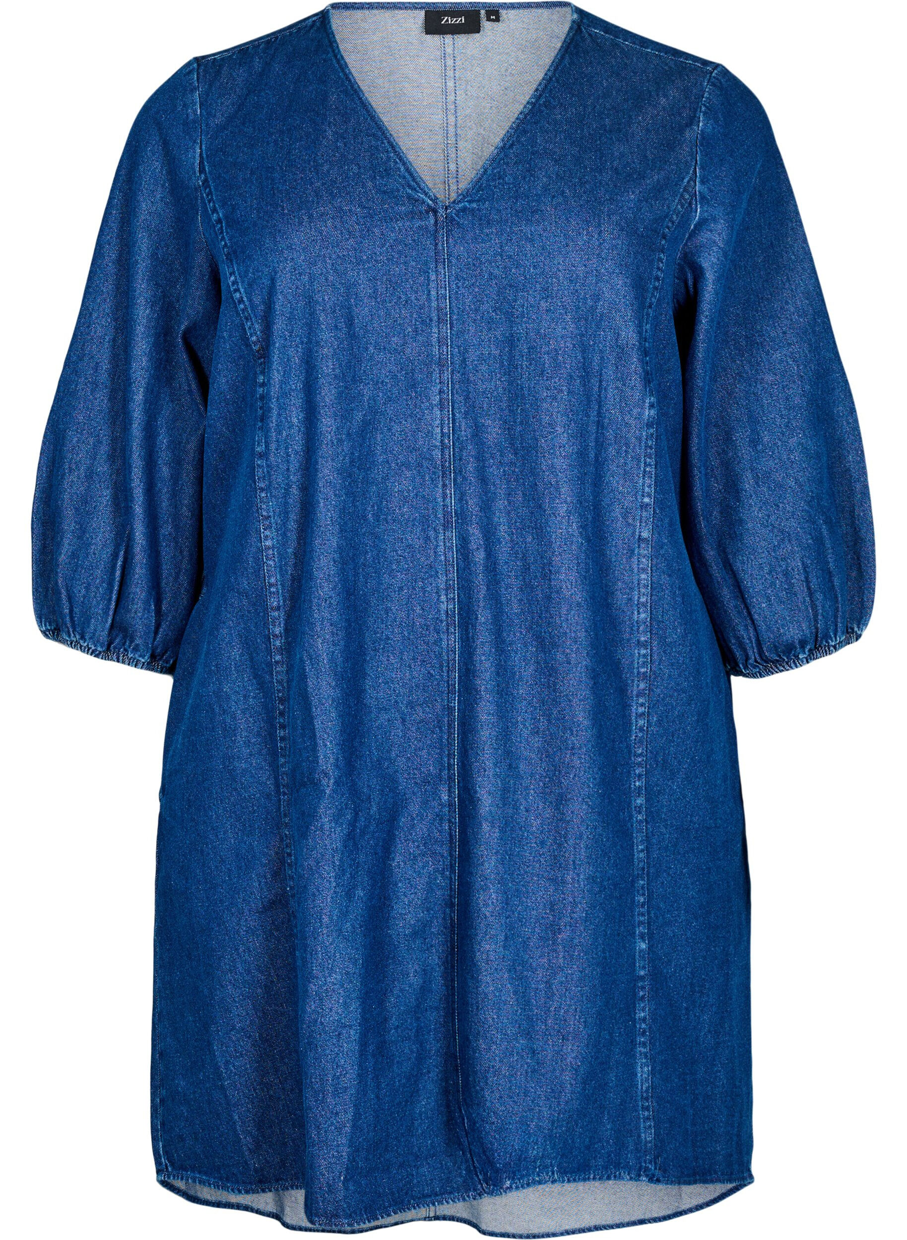 Robe courte en jean avec manches 3/4