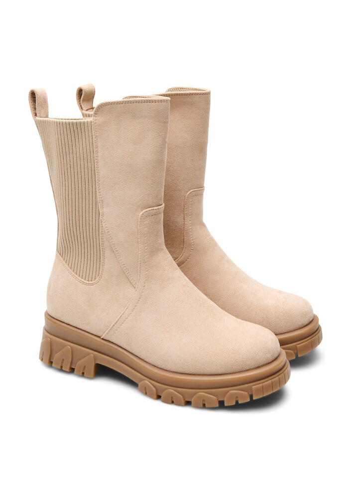 Bottines &agrave; semelle &eacute;paisse en su&eacute;dine, Beige, Packshot image number 1