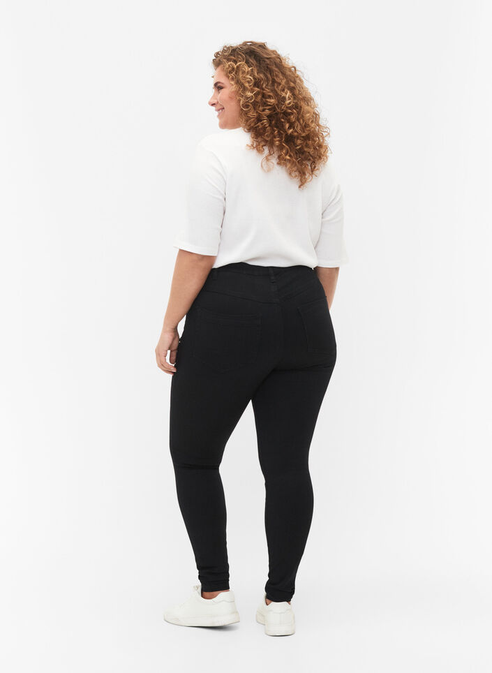 Extra schmale Amy Jeans mit hoher Taille, Black, Packshot image number 1