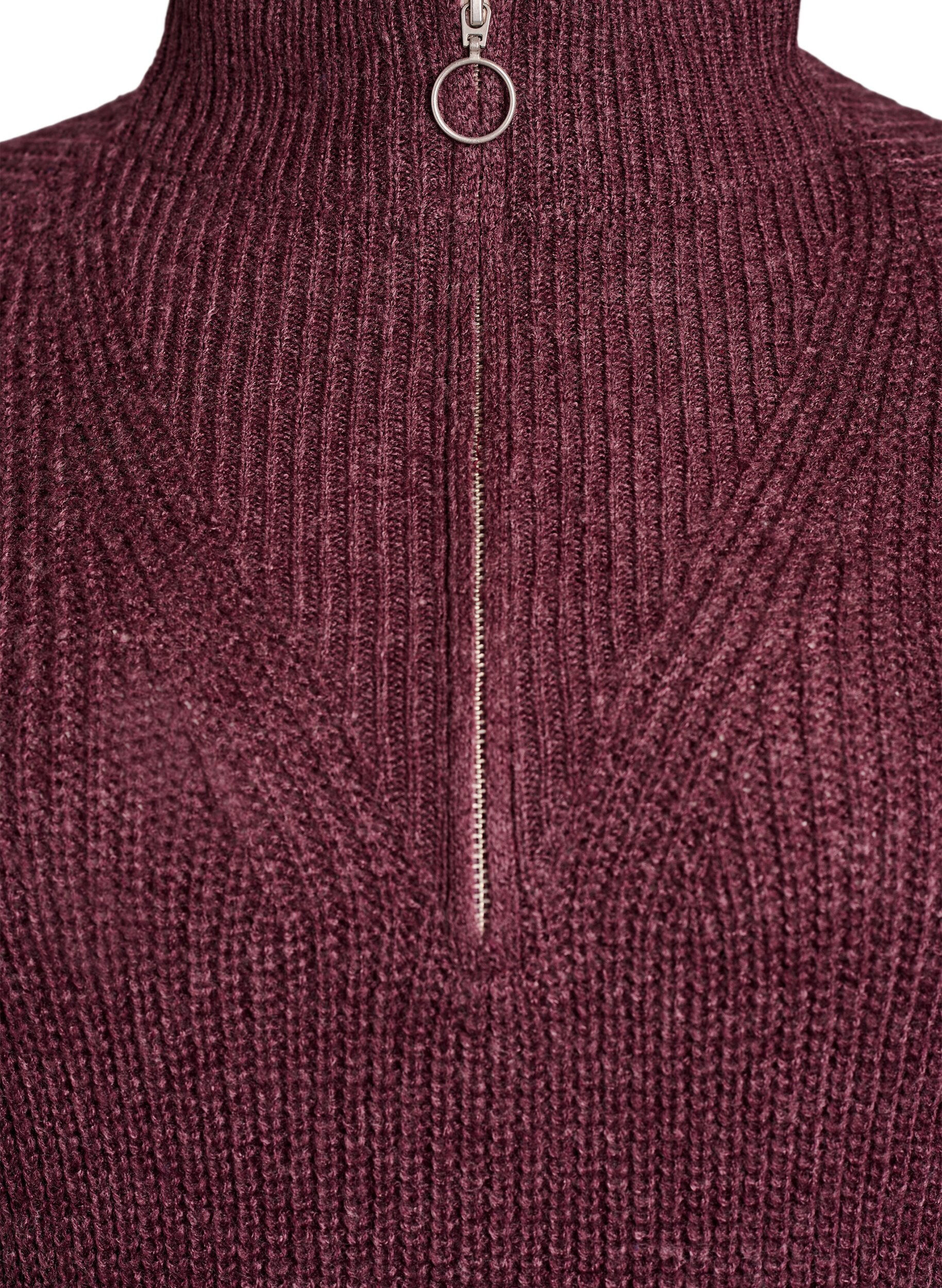 Zizzi FLASH - Kurzes Strickkleid mit hohem Kragen, Rot, Packshot image number 2