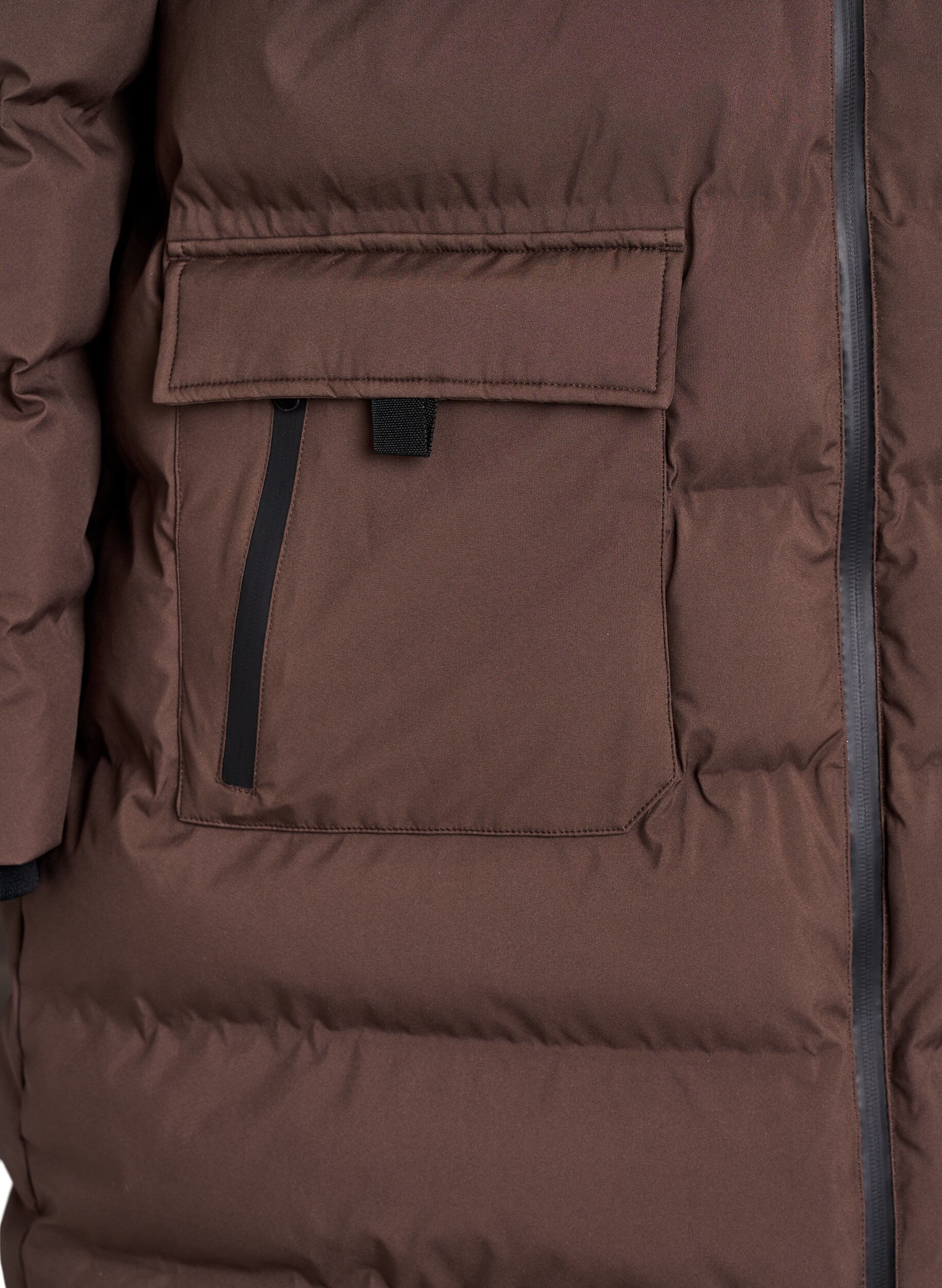 Zizzi Puffermantel mit Kapuze und Taschen, Braun, Packshot image number 3