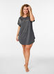 Kurzarm-Nachthemd mit Textaufdruck, Schwarz, Model image number 1