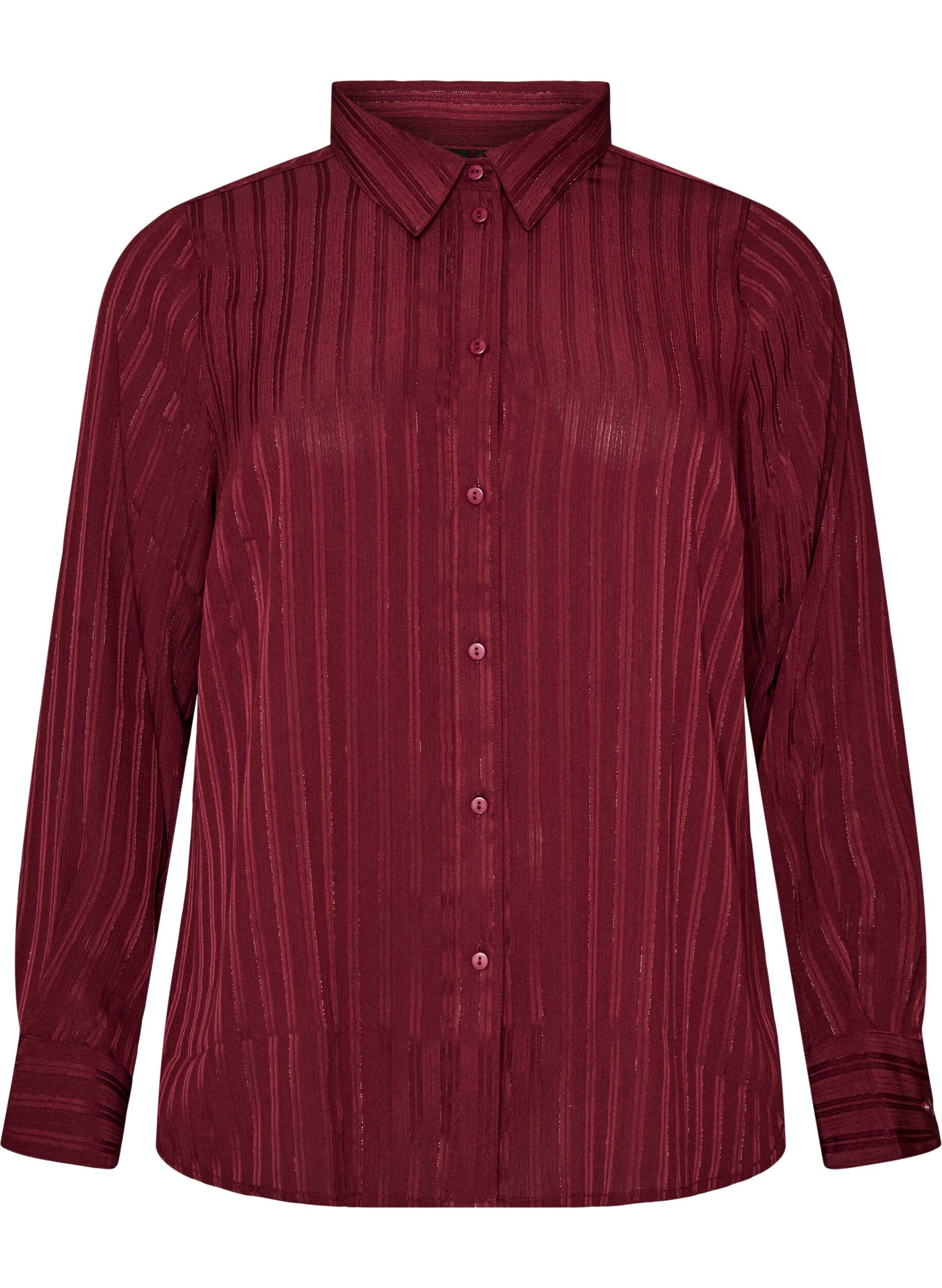 Chemise &agrave; rayures textur&eacute;es et fils paillet&eacute;s