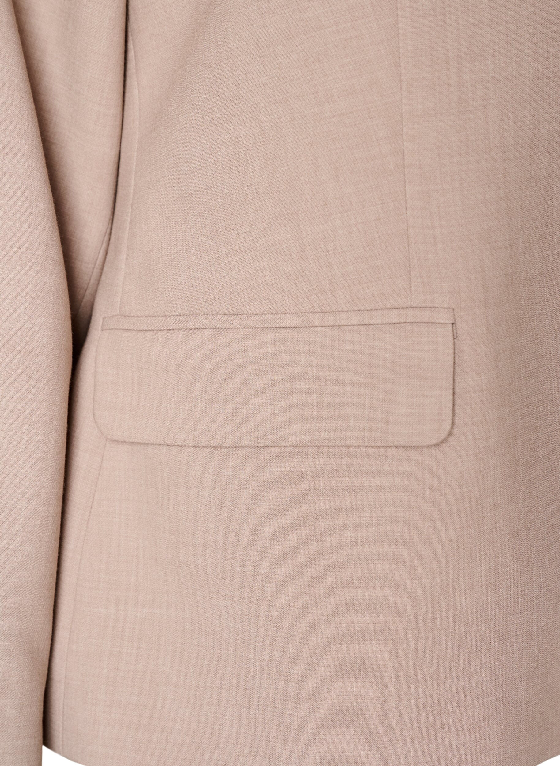 Zizzi Klassischer Blazer mit Ein-Knopf-Verschluss und Taschen, Beige, Packshot image number 3