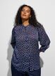 Gemusterte Bluse mit Stehkragen und 3/4-&Auml;rmeln, Blau, Model image number 3