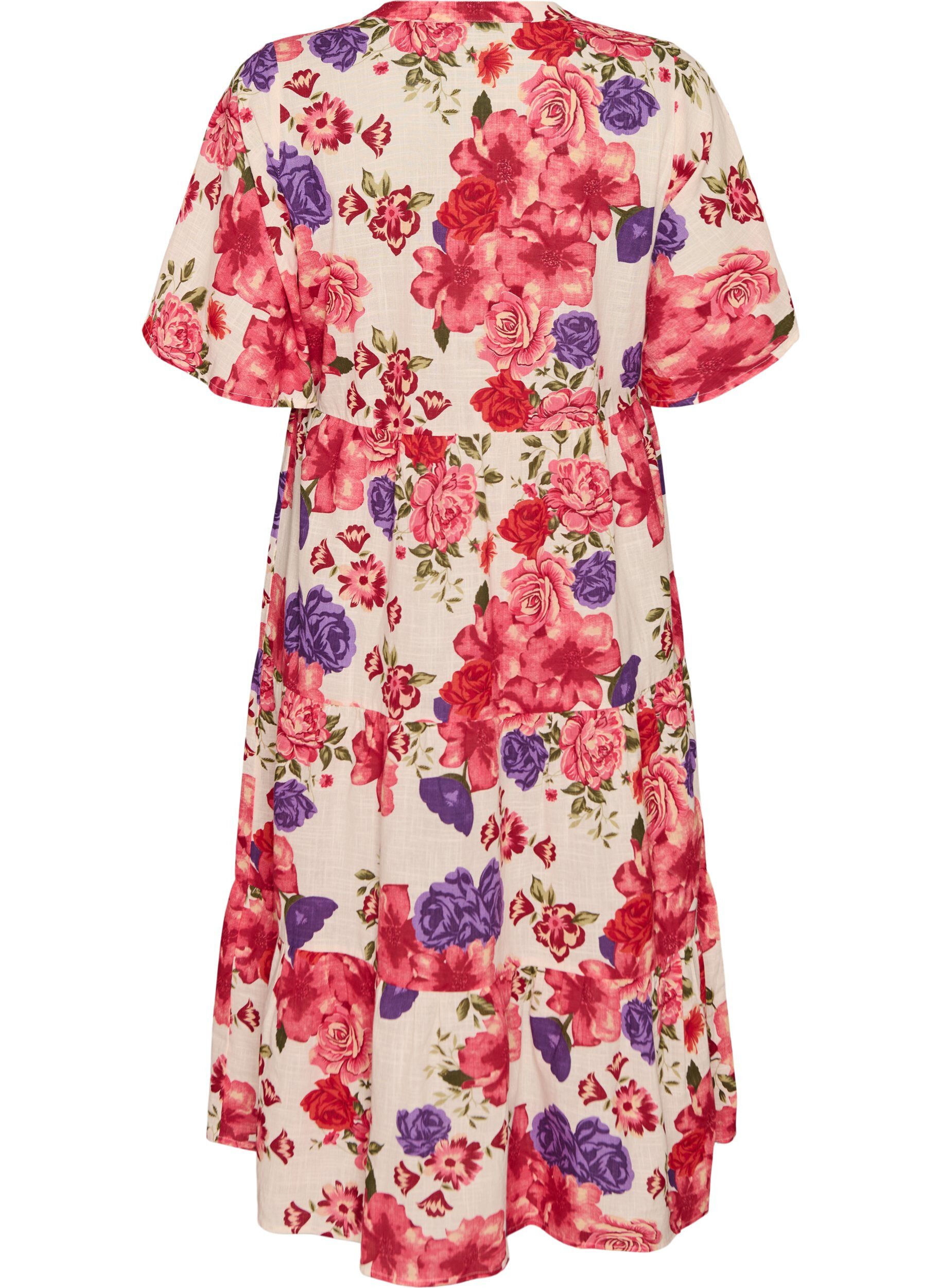 ZizziBaumwoll-Midikleid mit Blumenprint, Rot, Packshot image number 1