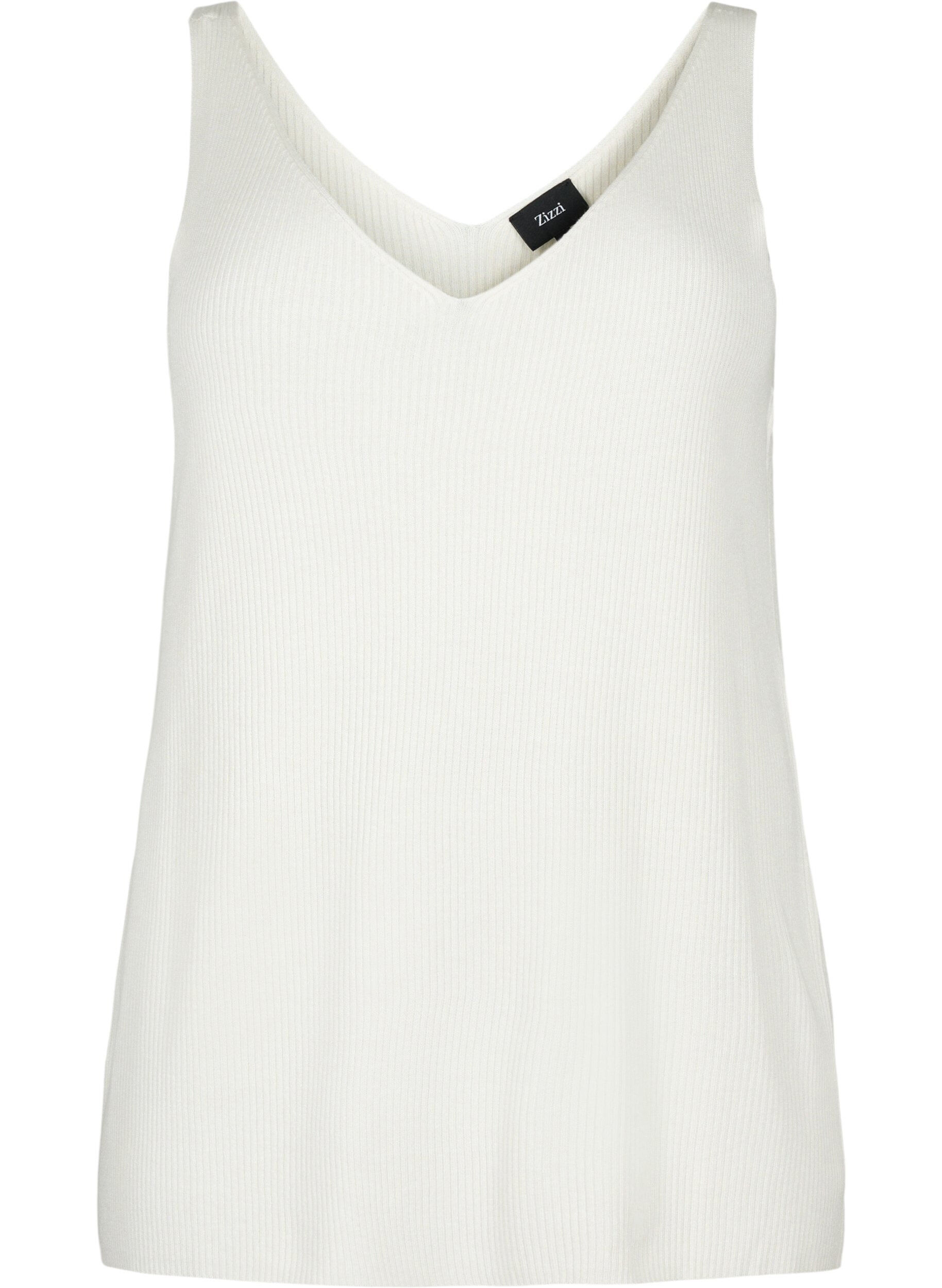 Zizzi Gestricktes Top mit V-Ausschnitt, Cloud Dancer, Packshot image number 0