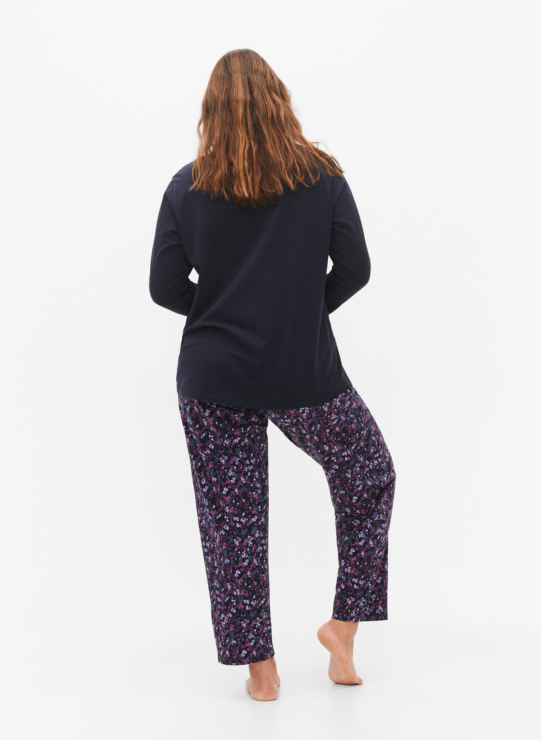 ZizziPantalon de pyjama en coton avec imprim&eacute;, Bleu, Model image number 1