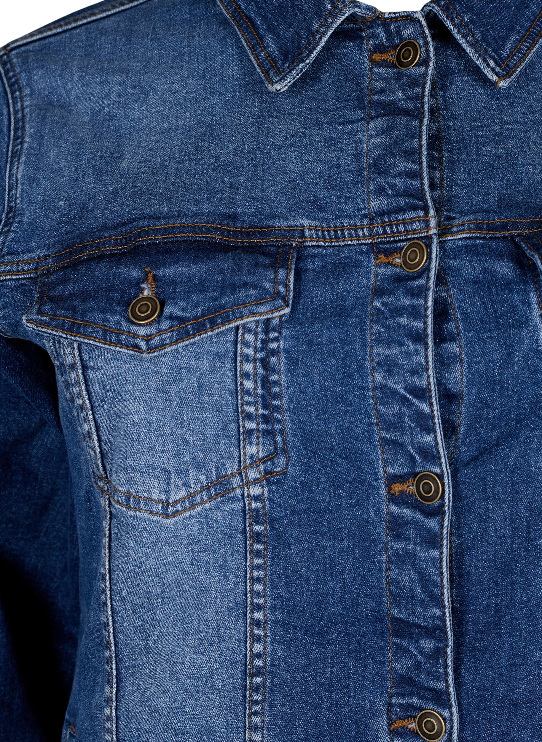 Zizzi Veste courte en jean en coton, Blue denim, Packshot image number 2